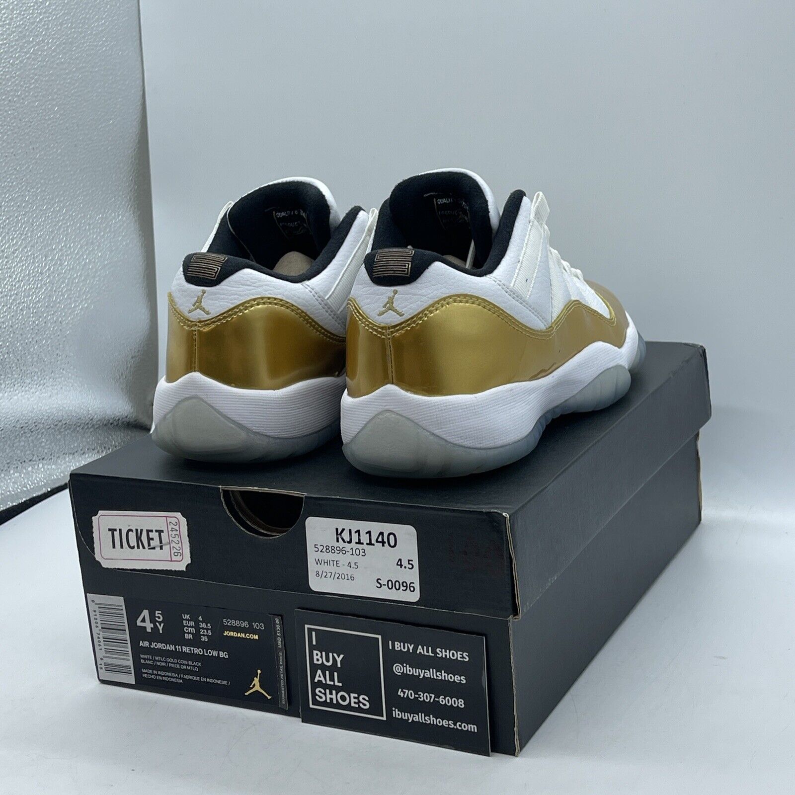 Size 4.5 - Air Jordan 11 Retro Low Closing Ceremony Gold White (528896-103)