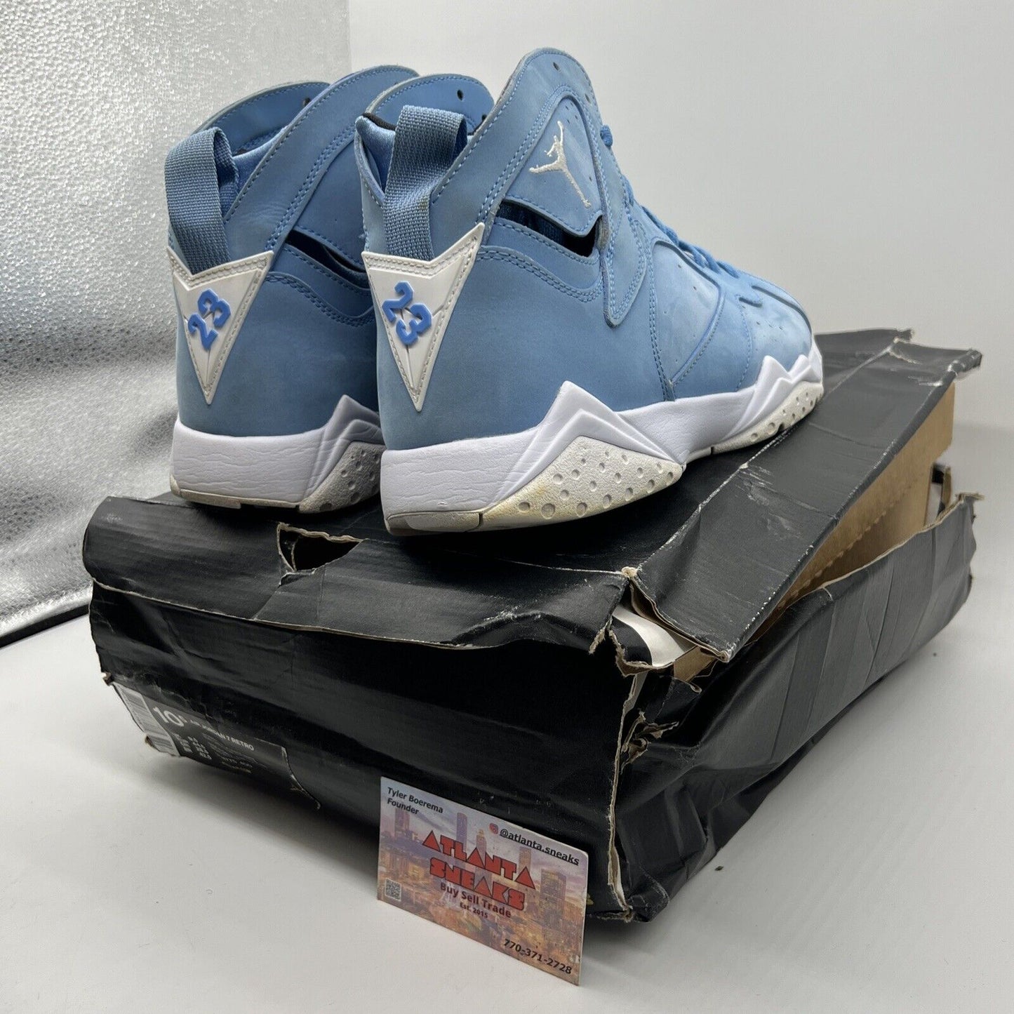 Size 10.5 - Air Jordan 7 Retro Pantone White Blue Suede (304775-400) Used