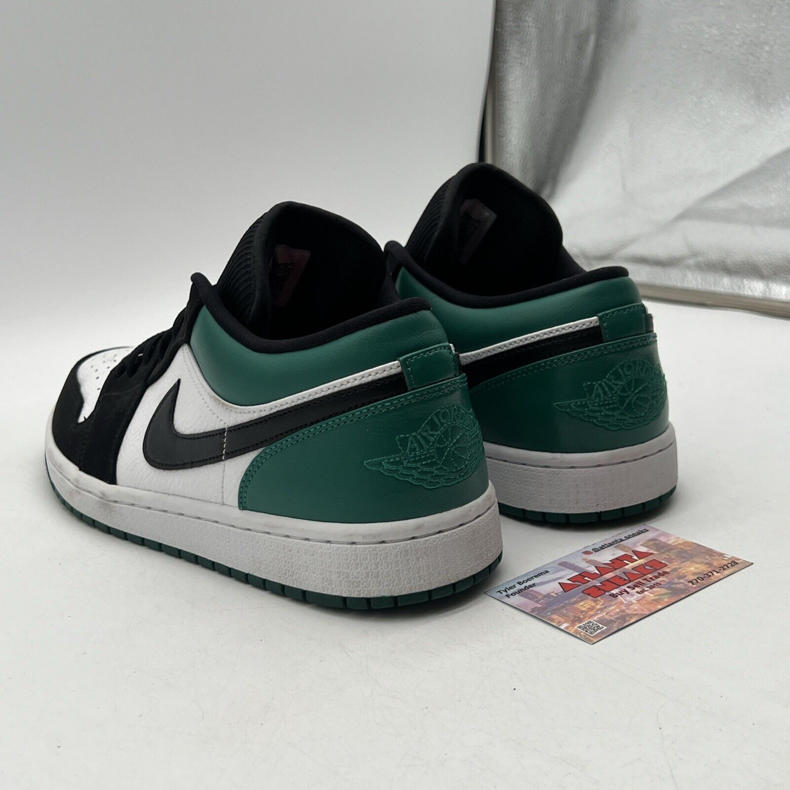 Size 10.5 - Air Jordan 1 Low Mystic Green Black White Suede Leather (553558-113)