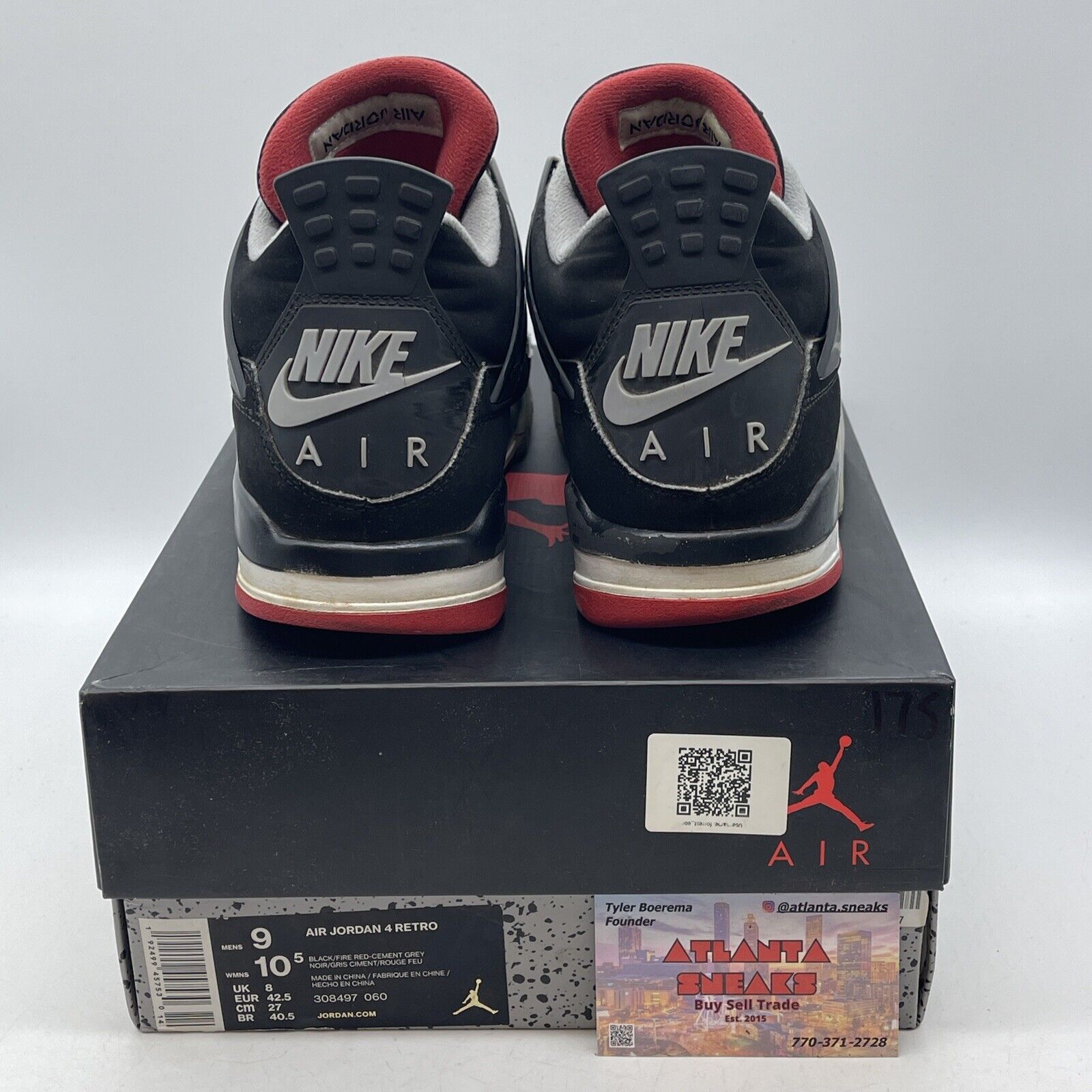 Size 9 - Jordan 4 Retro OG Mid Bred 2019 Black Red Grey Suede Leather 308497-060