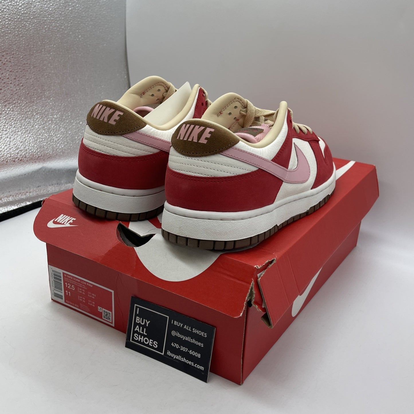 Size 12.5W - Nike Dunk Premium Low Bacon Suede Leather (FB7910-600)