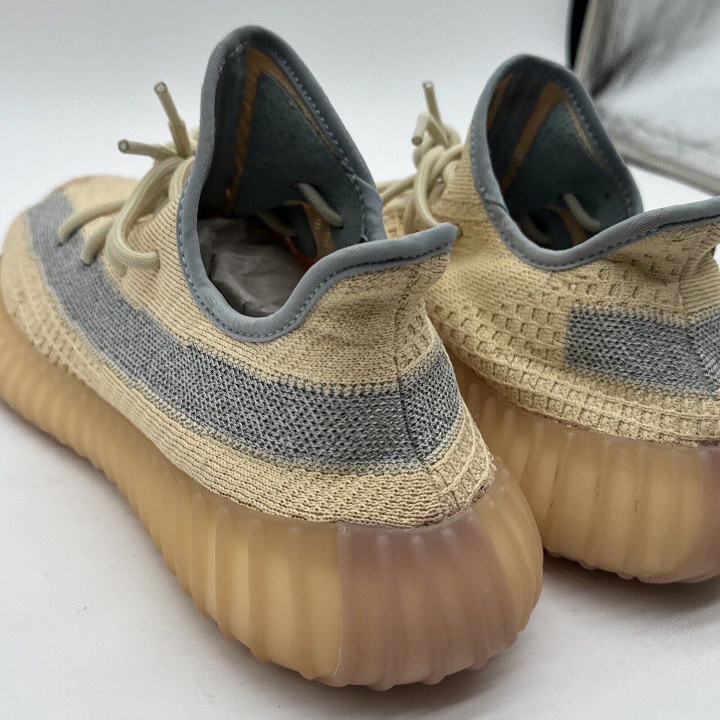 Size 10.5 - adidas Yeezy Boost 350 V2 Linen Yellow Blue Reflective Comfy Boost