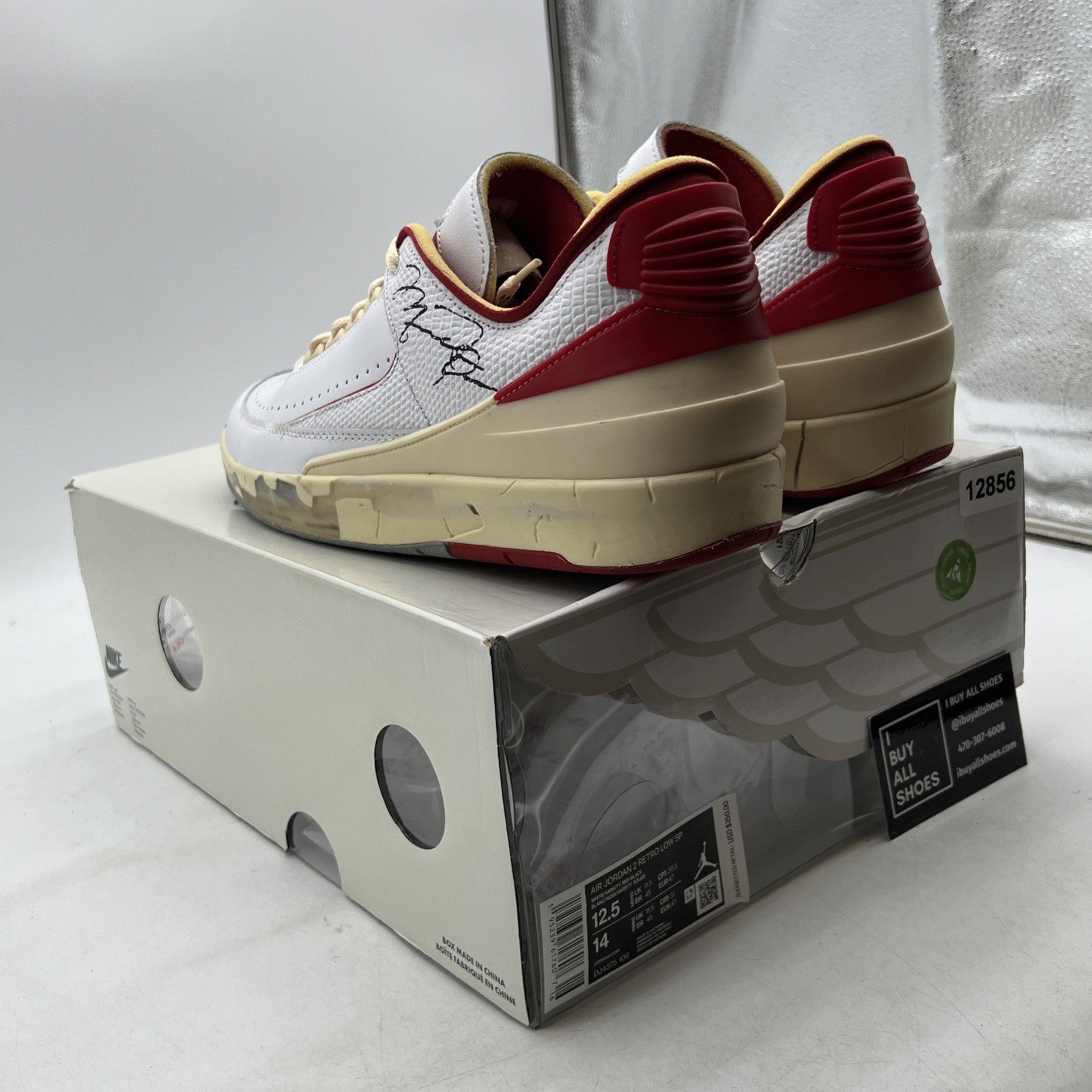 Size 12.5 - Air Jordan 2 Retro Low SP Off-White Varsity Red 2021 (DJ4375-106)