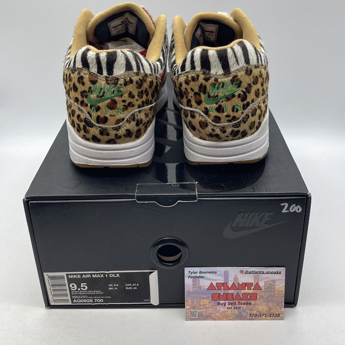 Size 9.5 - Nike Atmos x Air Max 1 DLX 2018 Animal Pack Black White (AQ0928-700)