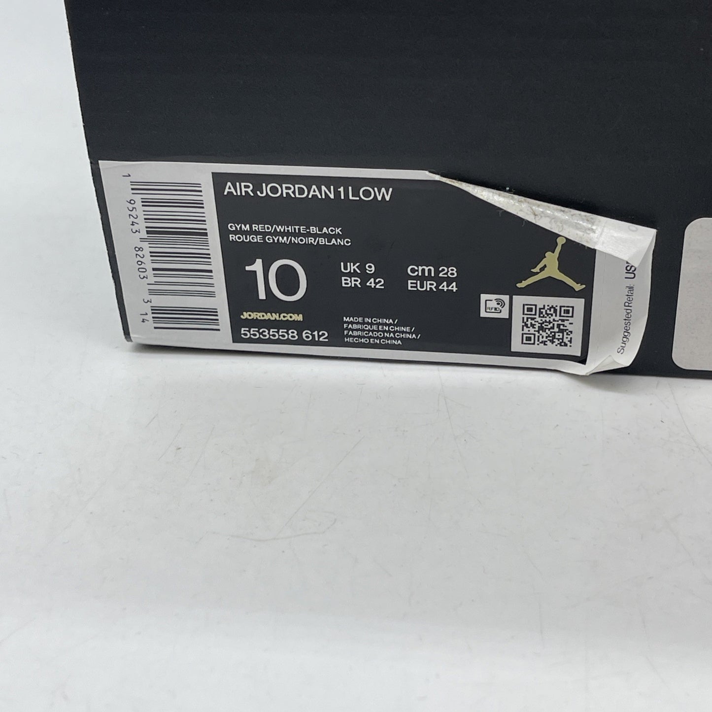 Size 10 - Air Jordan 1 Low Bred Toe Red White Black Leather (553558-612)