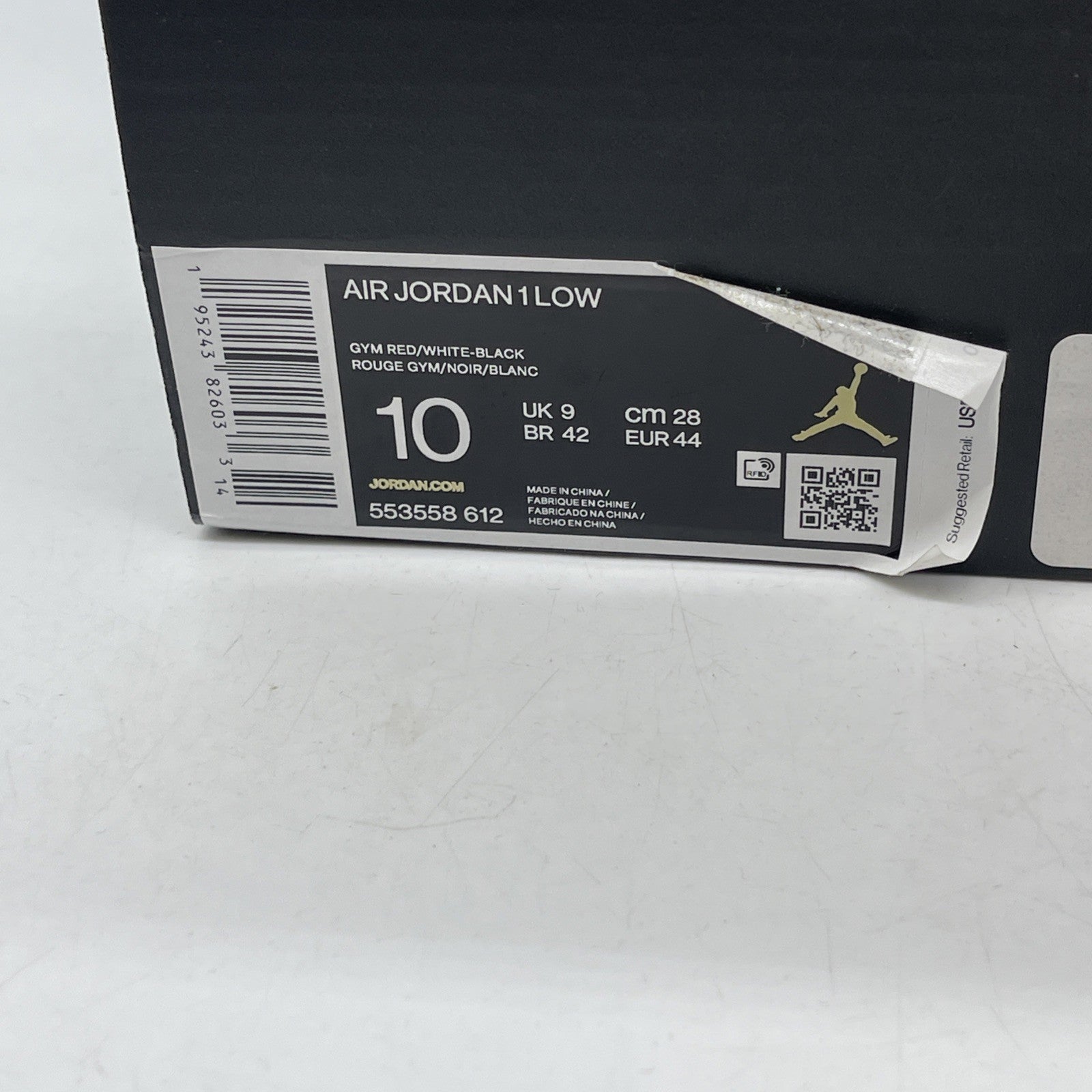 Size 10 - Air Jordan 1 Low Bred Toe Red White Black Leather (553558-612)