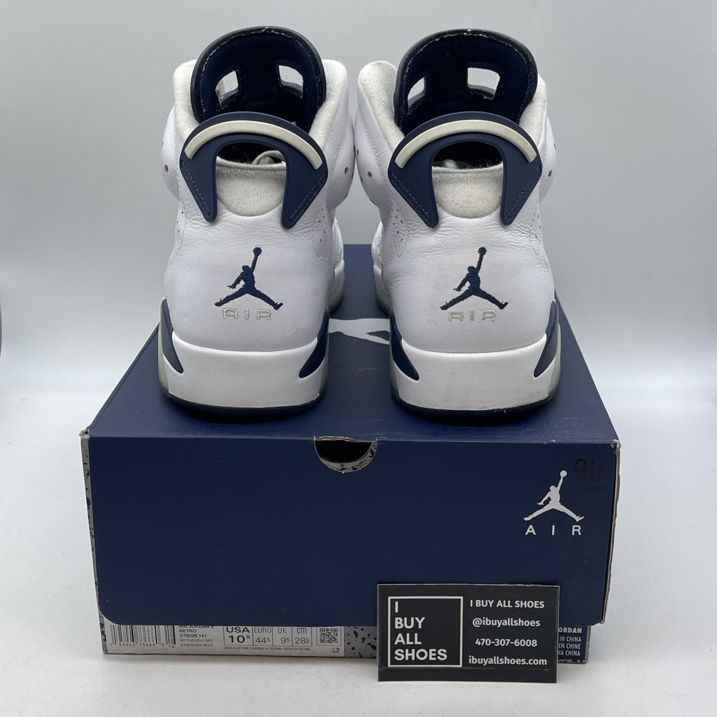 Size 10.5 - Jordan 6 Retro Midnight Navy White Leather (CT8529-141)