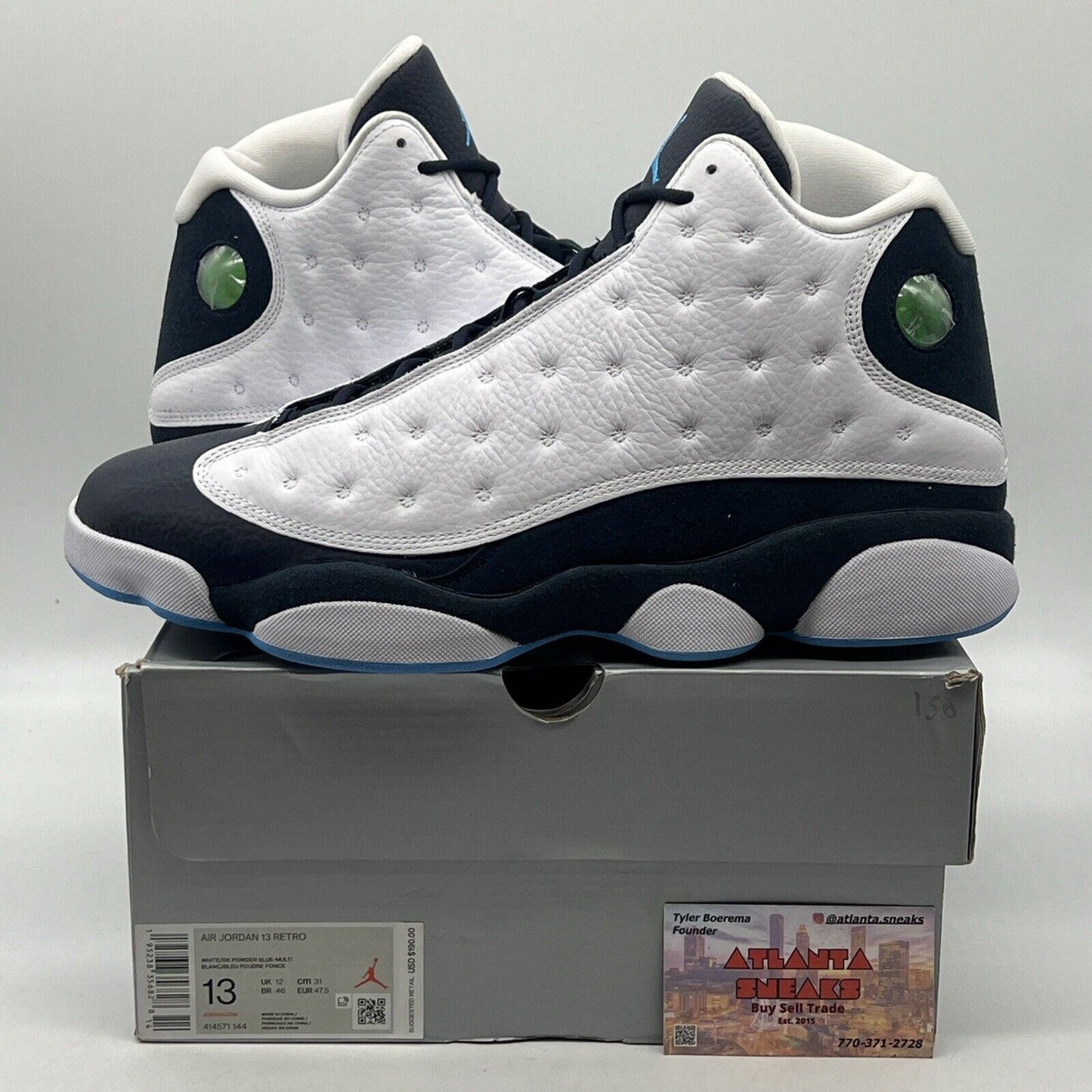 Size 13 - Jordan 13 Retro Obsidian White Navy Blue Leather (414571-144)