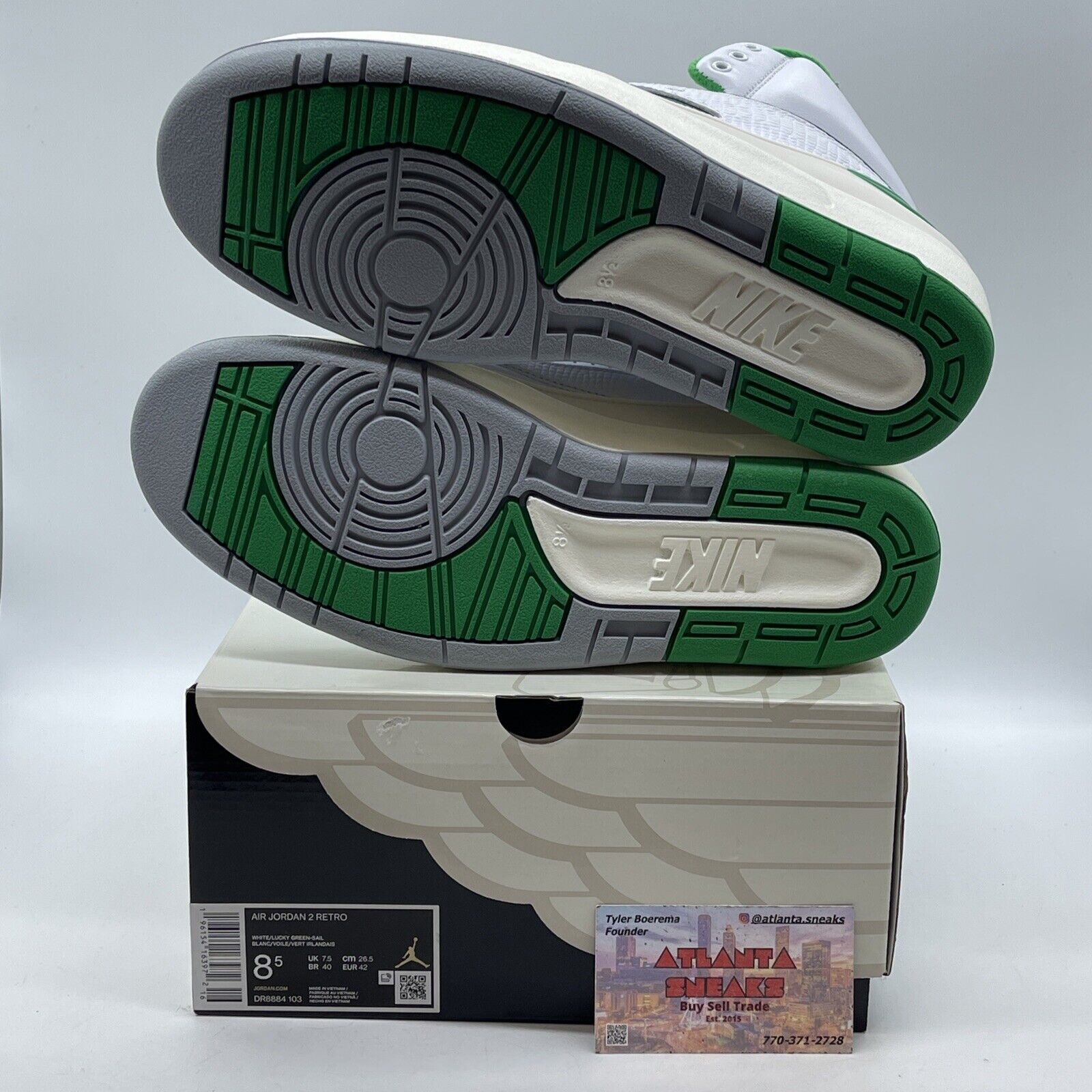 Size 8.5 - Jordan 2 Retro Lucky Green White Leather (DR8884-103)