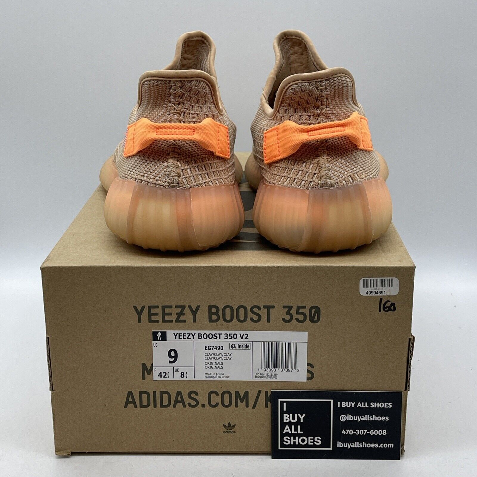 Size 9 - adidas Yeezy Boost 350 V2 Clay Orange White Suede (EG7490)