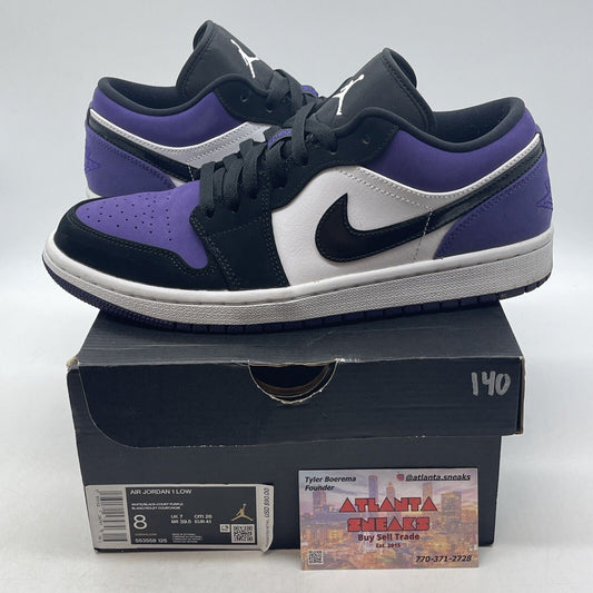 Size 8 - Air Jordan 1 Low Court Purple White Black Suede Leather (553558-125)