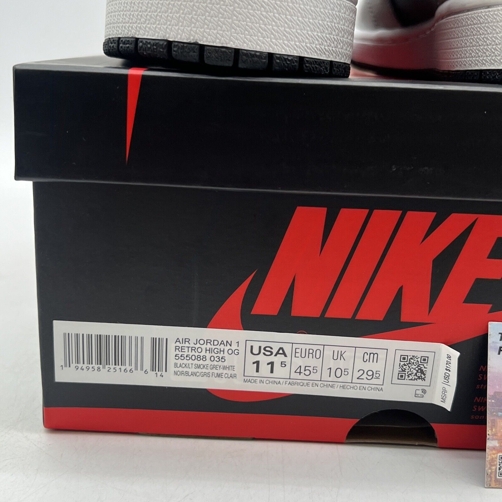 Size 11.5 - Jordan 1 Retro OG High Shadow 2.0 Black White Suede (555088-035)