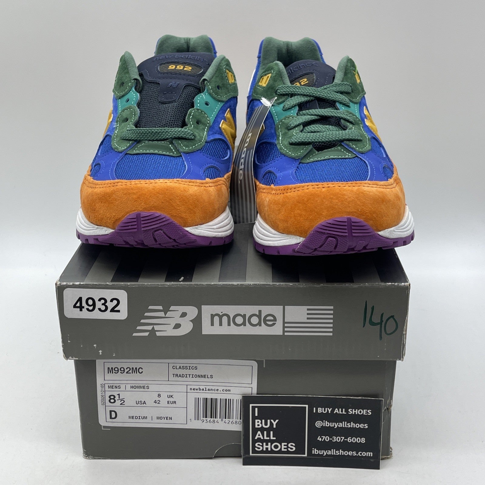 Size 8.5 - New Balance 992 Made in USA Multi-Color Suede Leather (M992MC)