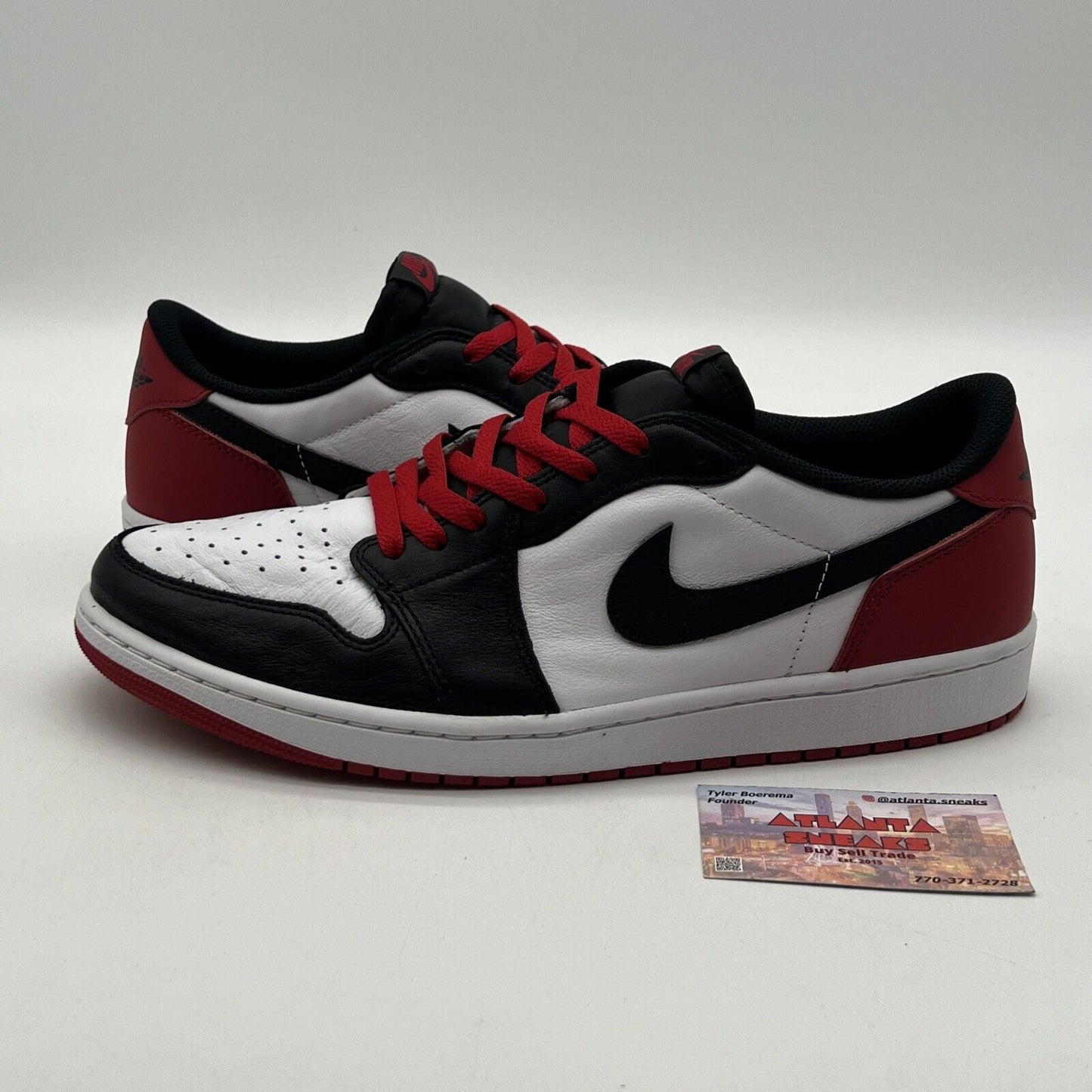 Size 12.5 - Air Jordan 1 Retro OG Low Black Toe Red White Leather (CZ0790-106)