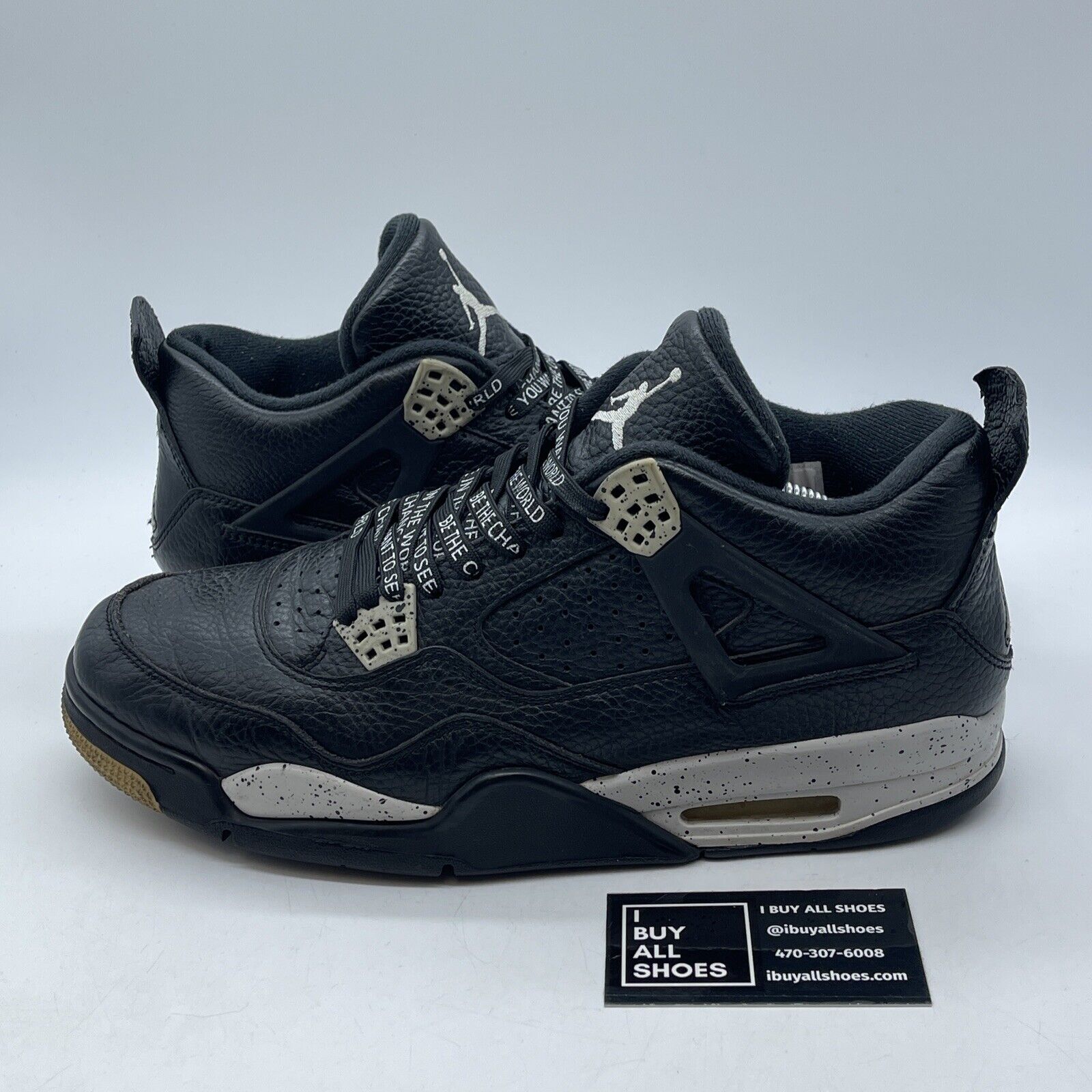 Size 11.5 - Jordan 4 Retro LS oreo Black Chewy Leather (314254-003)