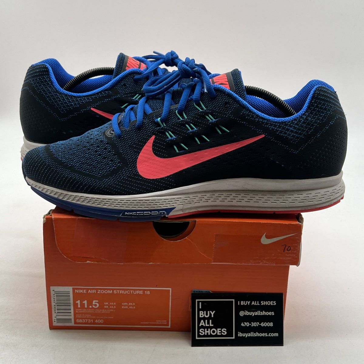Size 11.5 - Nike Air Zoom Structure 18 Blue Pink (683731-400)