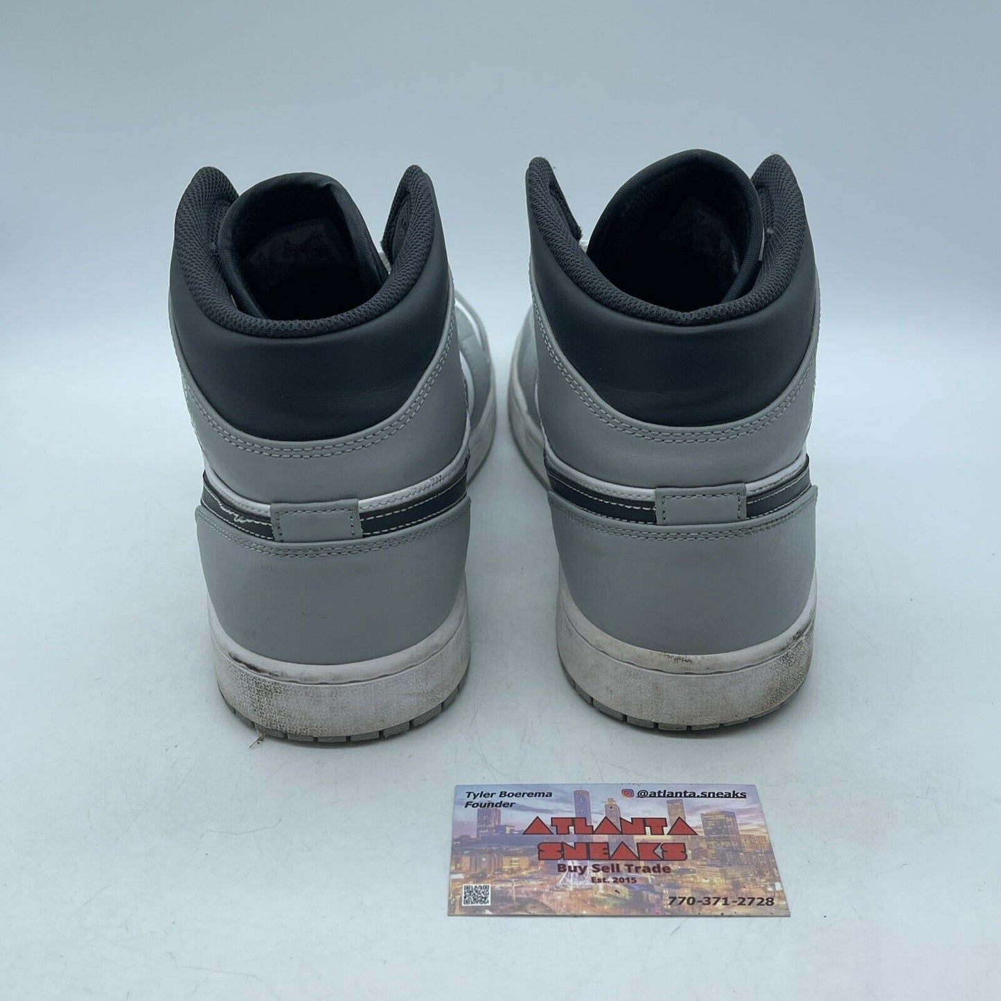 Size 12 - Jordan 1 Mid Light Smoke Grey Black White Leather (554724-078)
