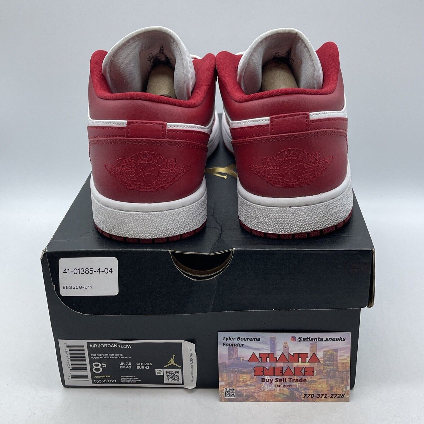 Size 8.5 - Air Jordan 1 Low Gym Red White Leather (553558-611)