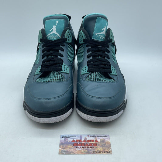 Size 12 - Air Jordan 4 Retro Teal Blue Black White Leather (705331-330)
