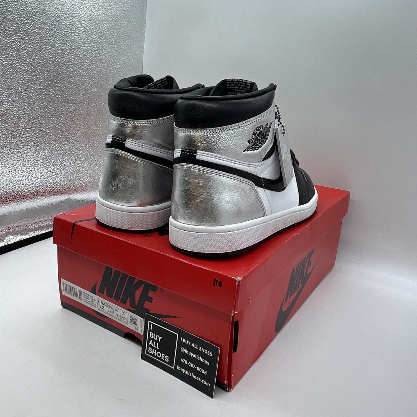Size 12 - Air Jordan 1 High OG Metallic Silver White Leather (CD0461-001)