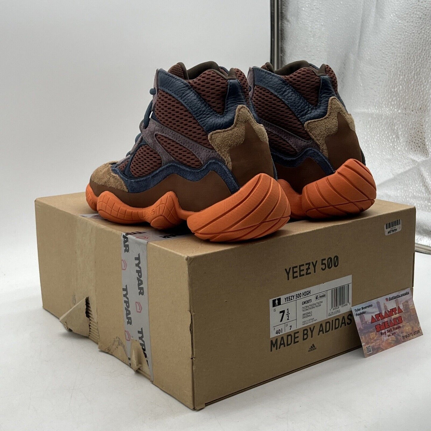 Size 7.5 - adidas Yeezy 500 High Tactical Orange Blue Suede (GW2873)