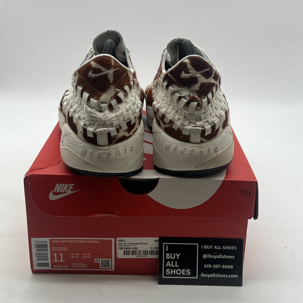 Size 11 - Nike Air Footscape Woven Cow Print W (FB1959-100)