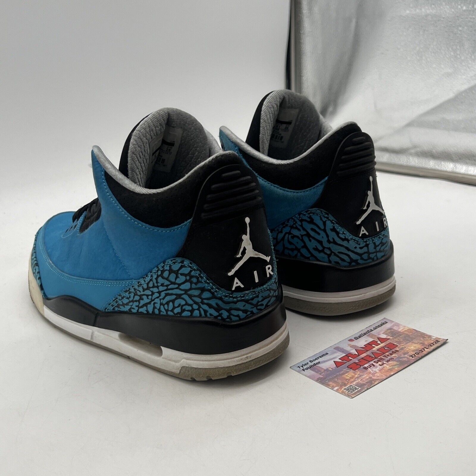 Size 8 - Air Jordan 3 Retro Powder Blue Black White Grey Suede (487471-102)