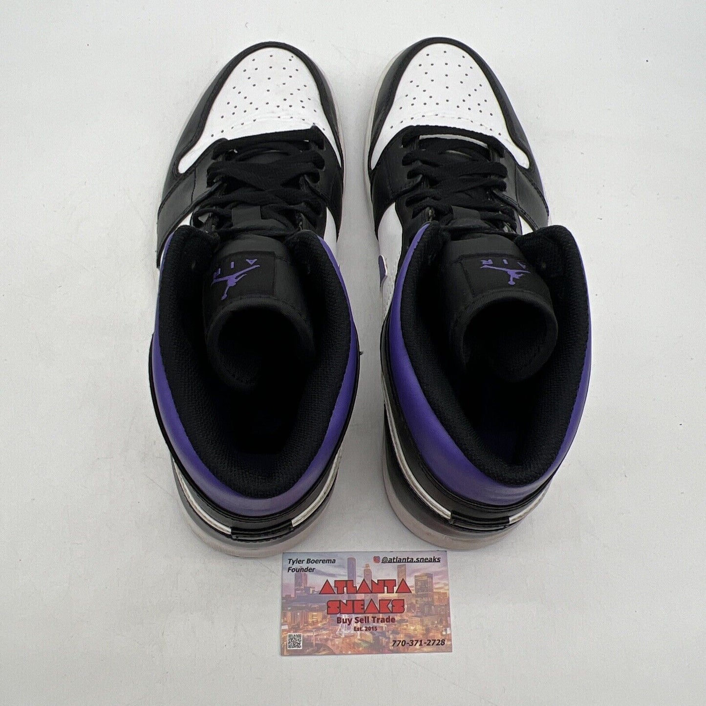 Size 12 - Air Jordan 1 Mid Dark Iris Black White Leather Purple (554724-095)