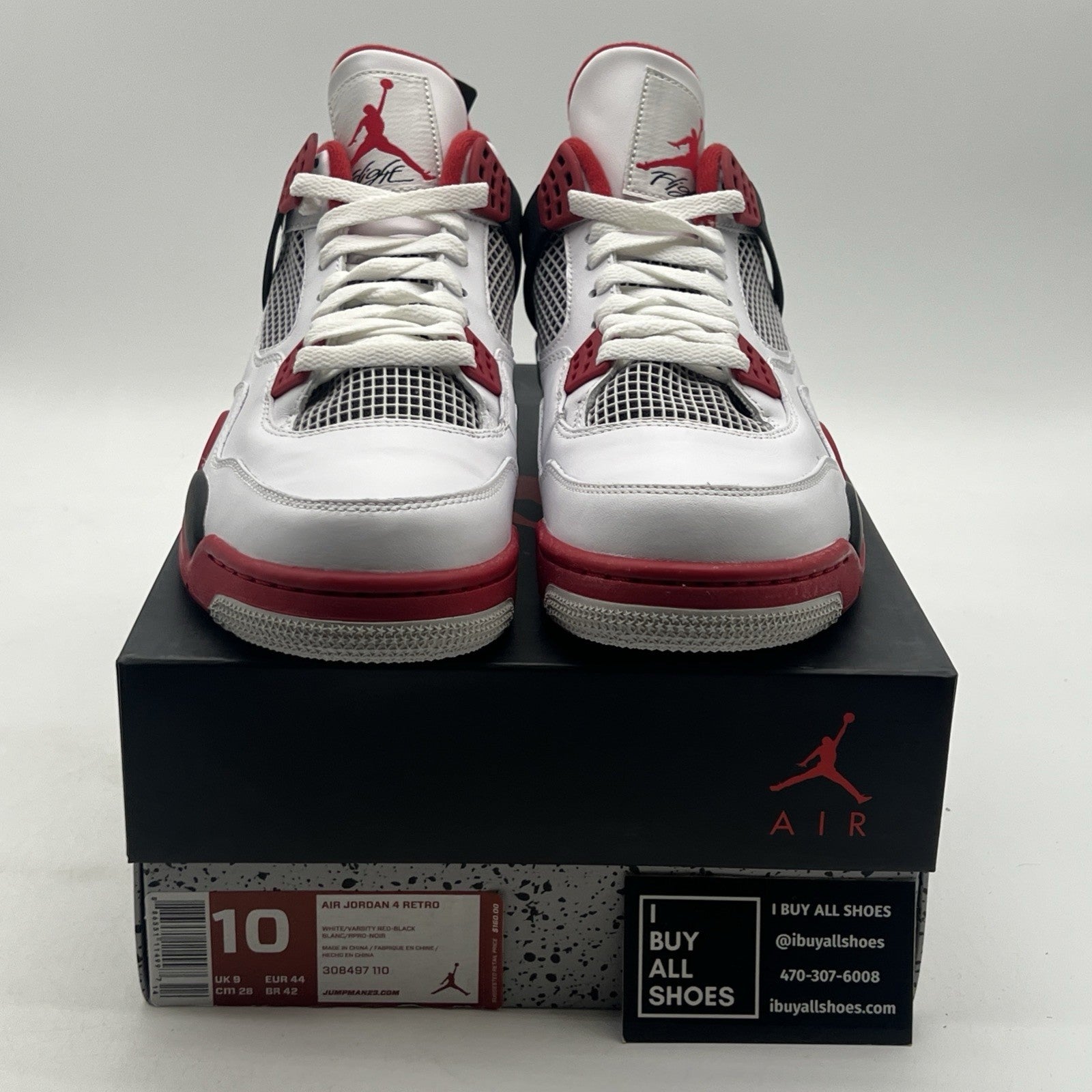 Size 10 - Air Jordan 4 Retro Fire Red 2012 (308497-110).