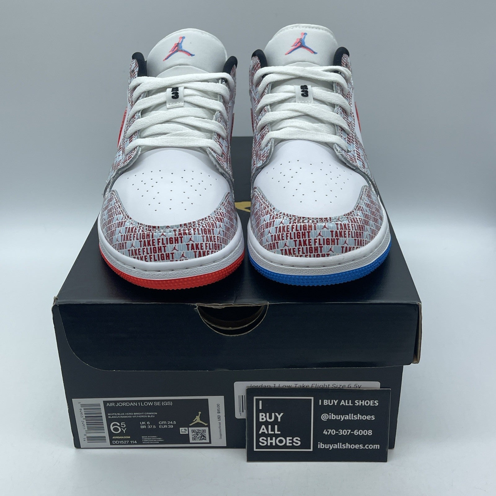 Size 6.5Y (GS) - Jordan 1 SE Mid Take Flight White Leather (DD1527-114)