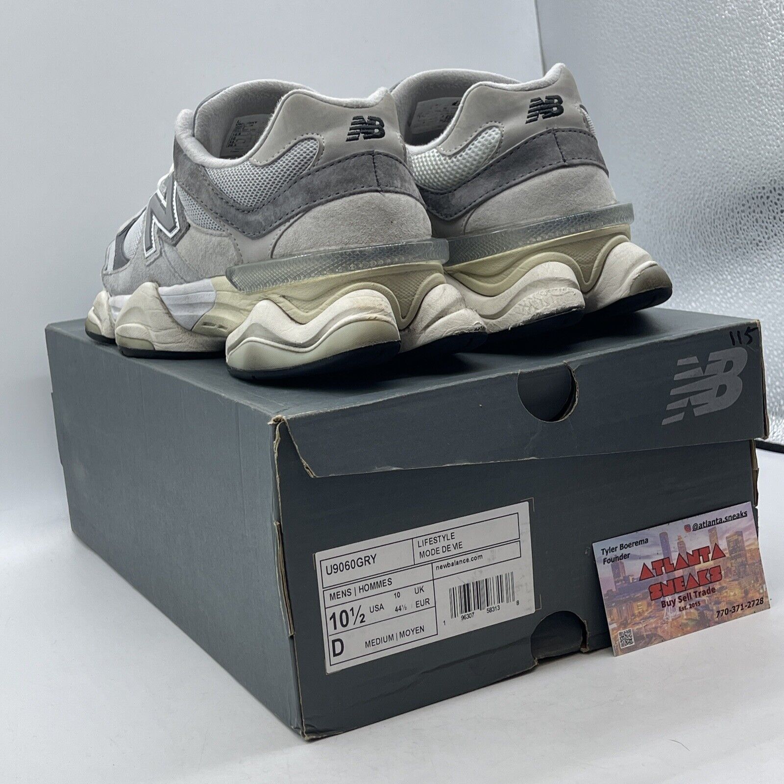 Size 10.5 - New Balance 9060 Rain Cloud Grey White Red Suede (U9060GRY)
