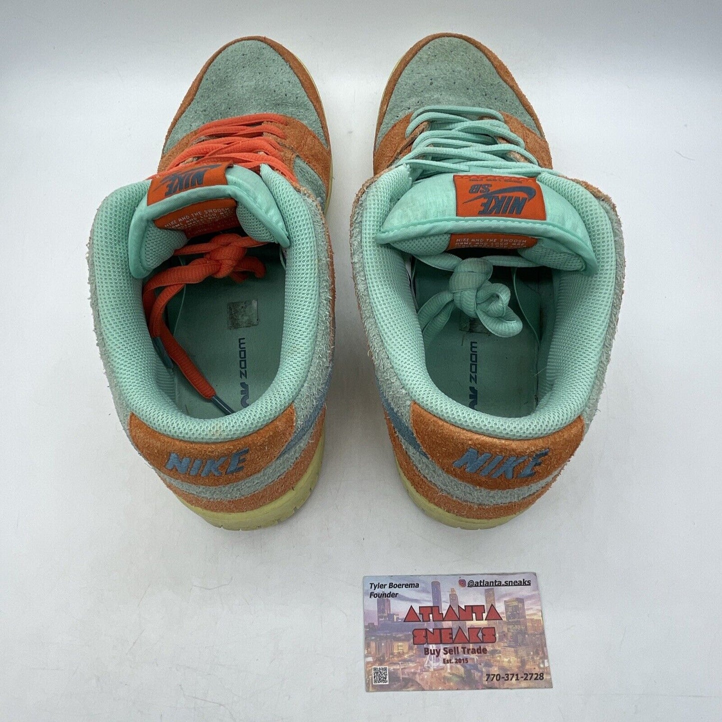 Size 12 - Nike Dunk SB Low Orange Emerald Rise Blue Suede (DV5429-800)