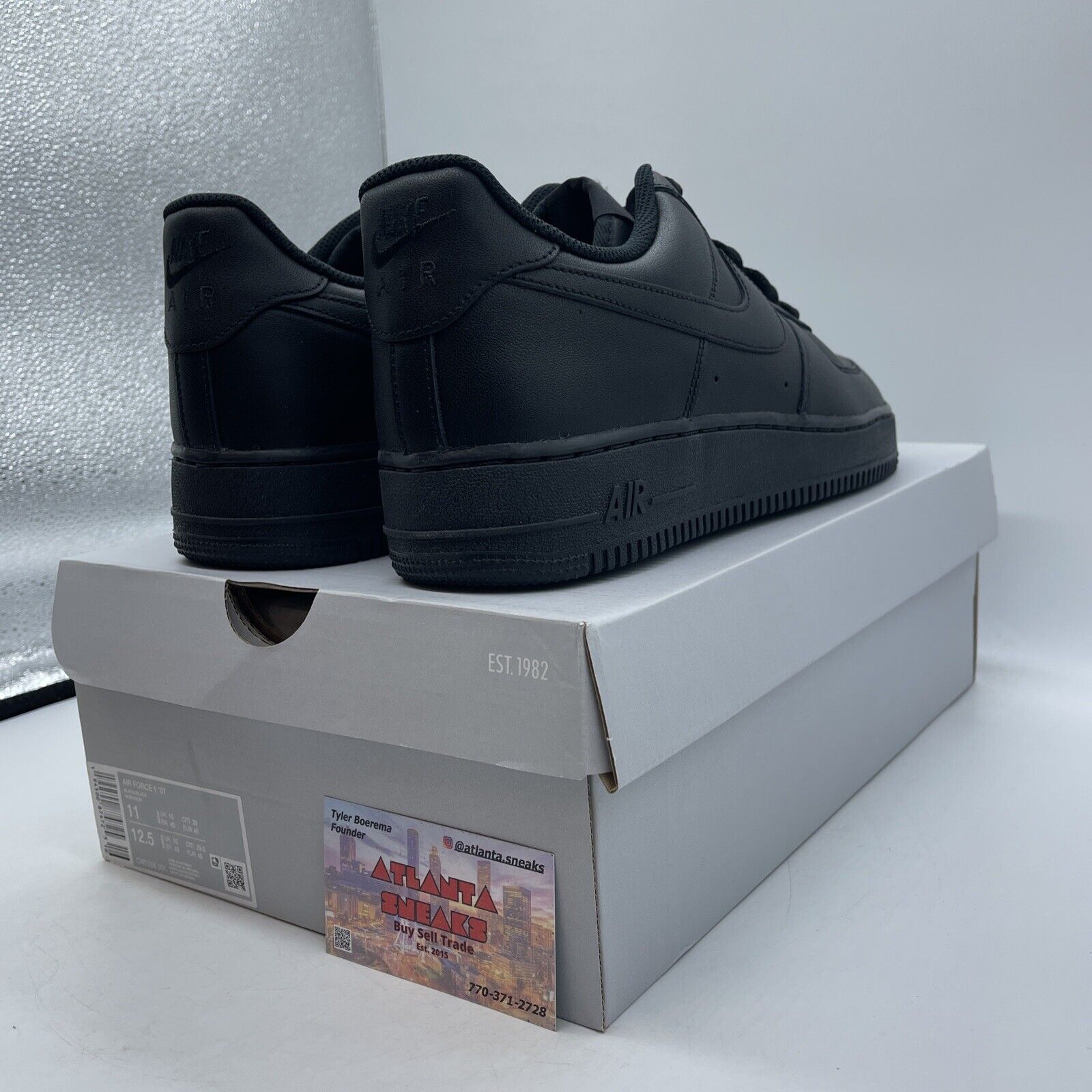 Size 11 - Nike Air Force 1 '07 Low Triple Black Silver Leather (CW2288-001)