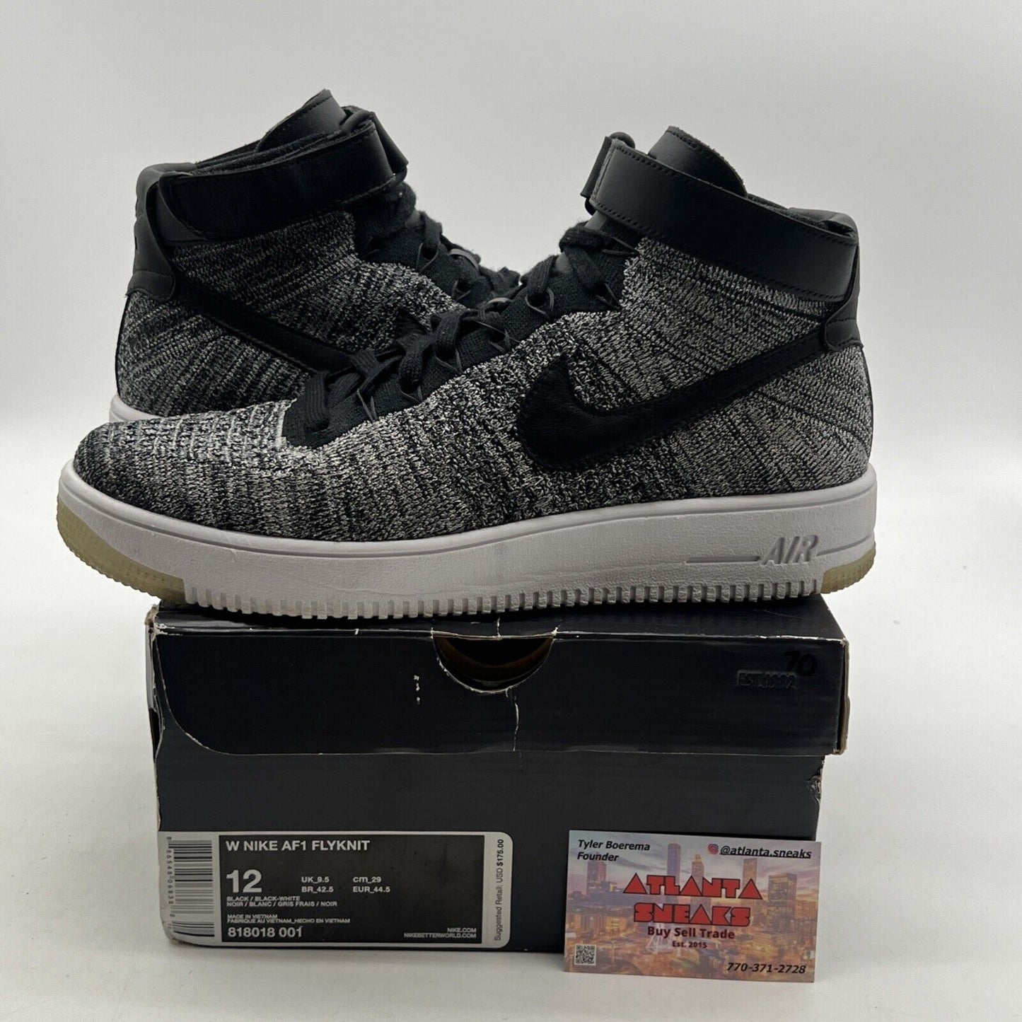 Size 12 - Nike Air Force 1 Flyknit Oreo W (818081-001)