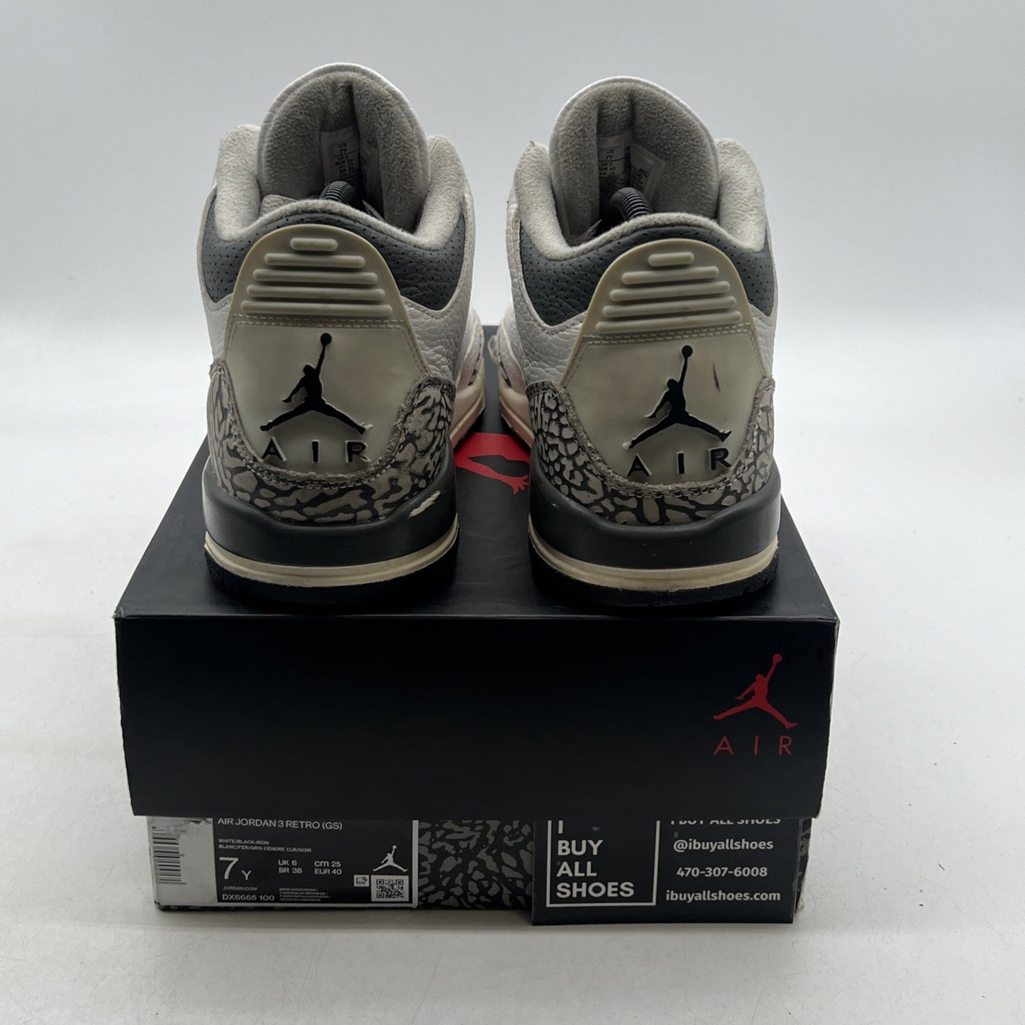 Size 7Y - Nike Air Jordan 3 Retro White/ Black-Iron (DX6665-100)