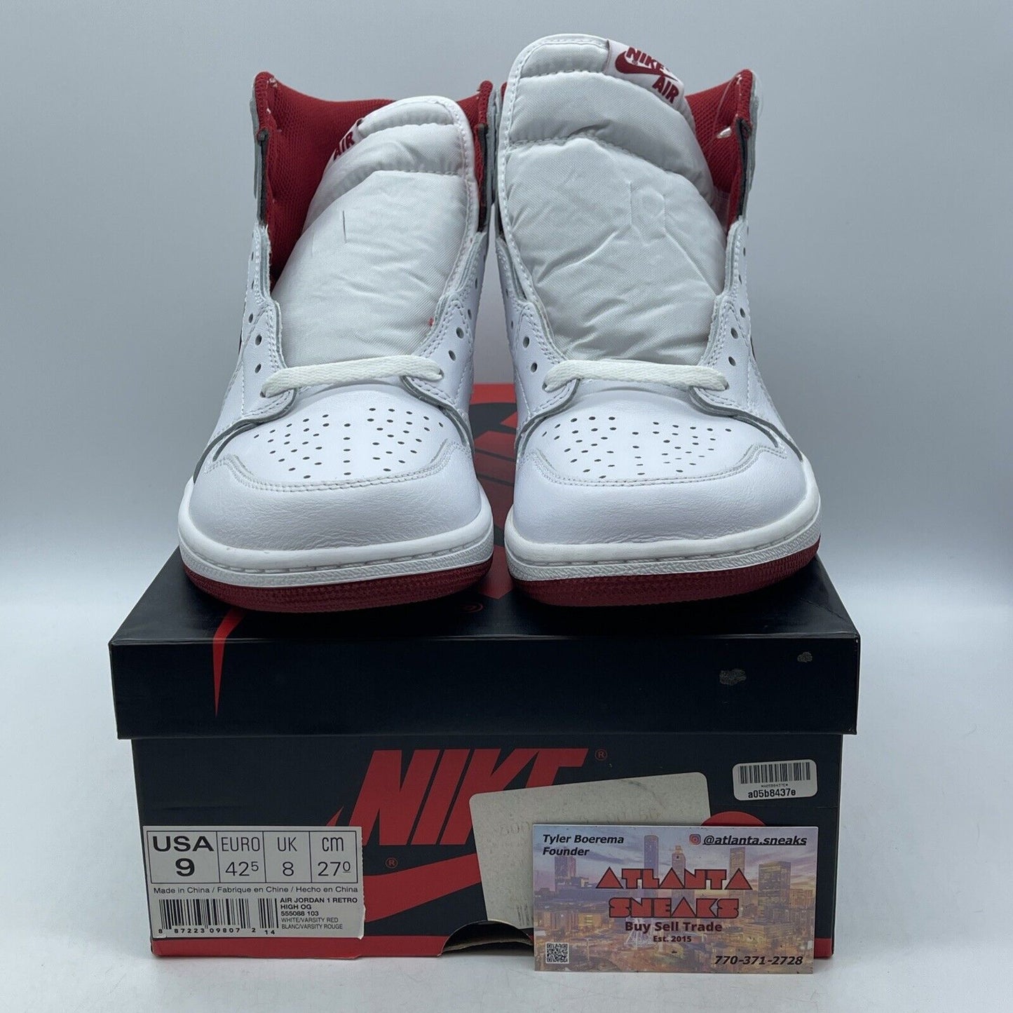 Size 9 - Air Jordan 1 Retro OG High Metallic Red White Leather (555088-103)