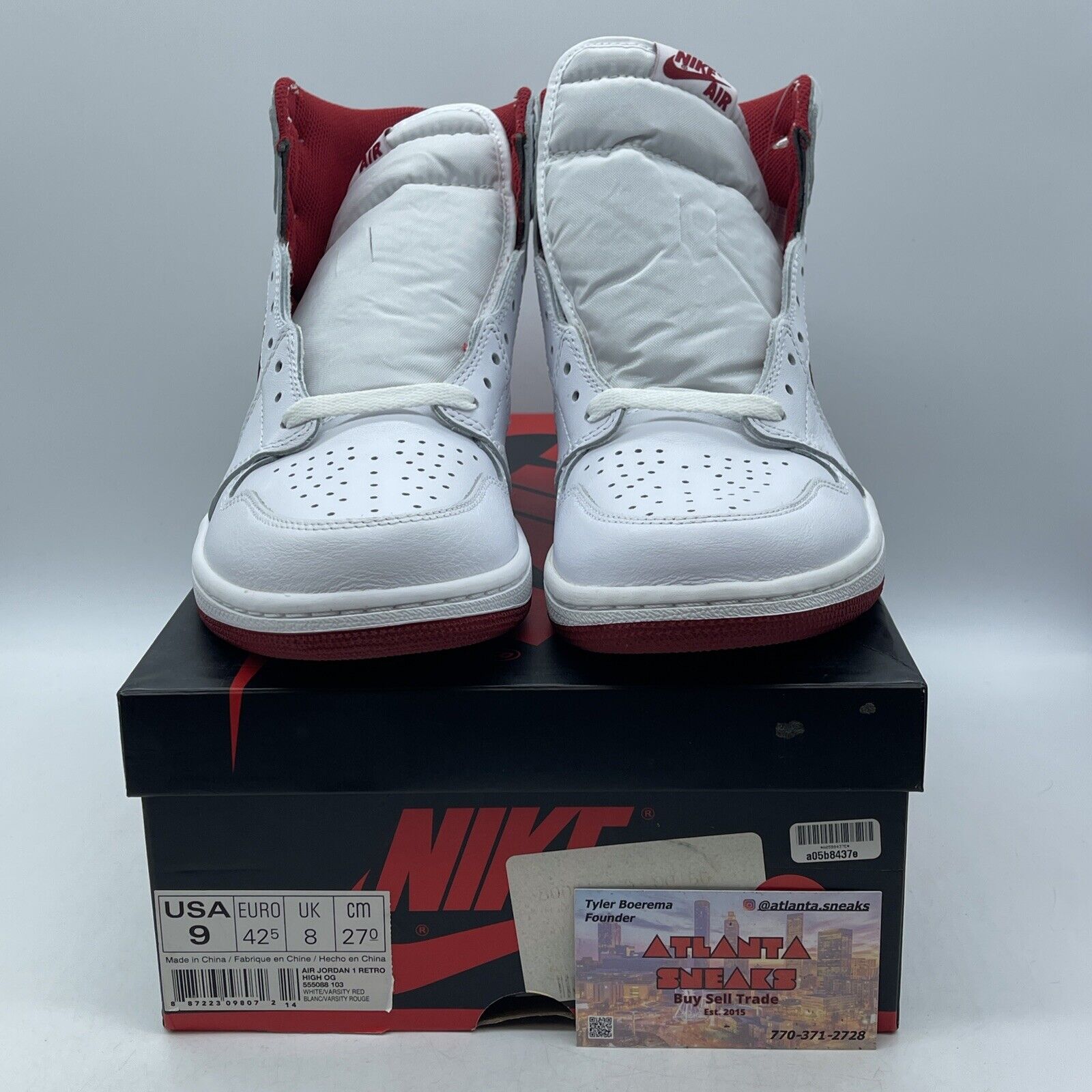 Size 9 - Air Jordan 1 Retro OG High Metallic Red White Leather (555088-103)