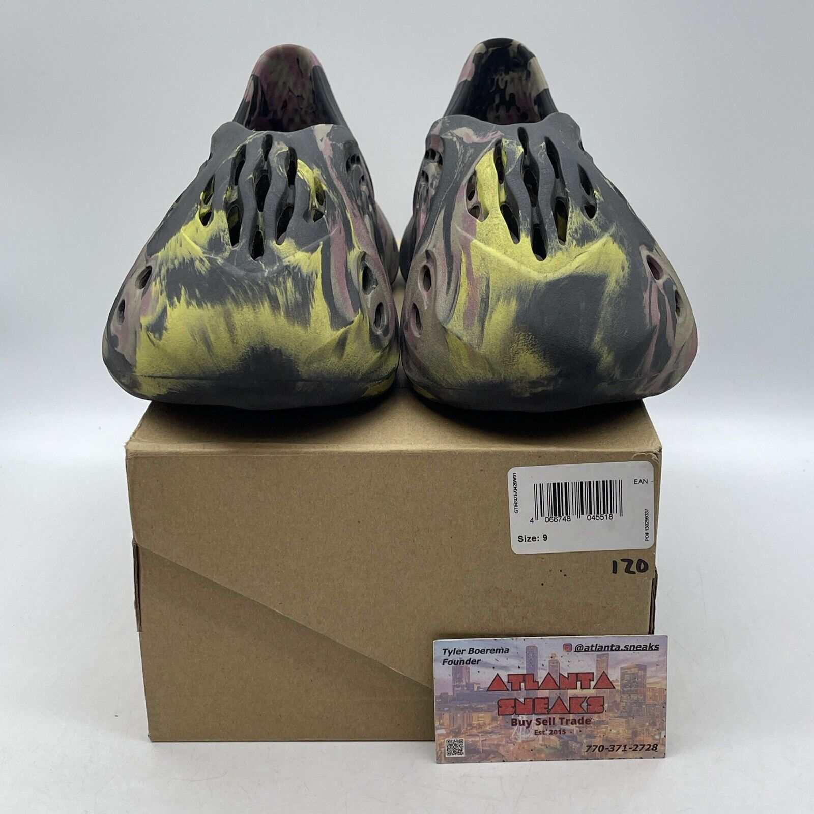 Size 9 - Yeezy Foam Runner MX Carbon Purple Brown Yellow Black Leather (IG9562)