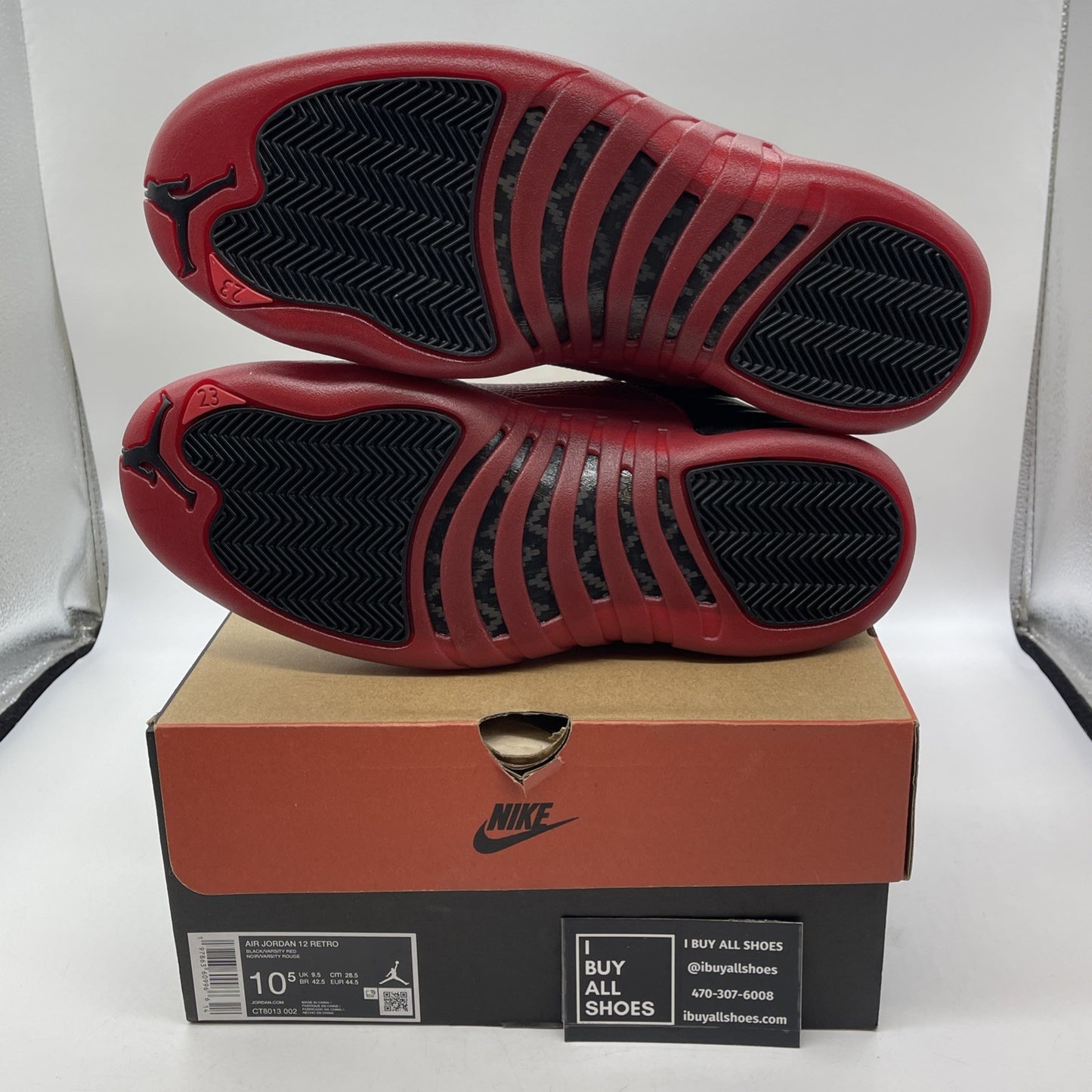Size 10.5 - Air Jordan 12 Retro 2025 Flu Game Black Red Leather (CT8013-002)