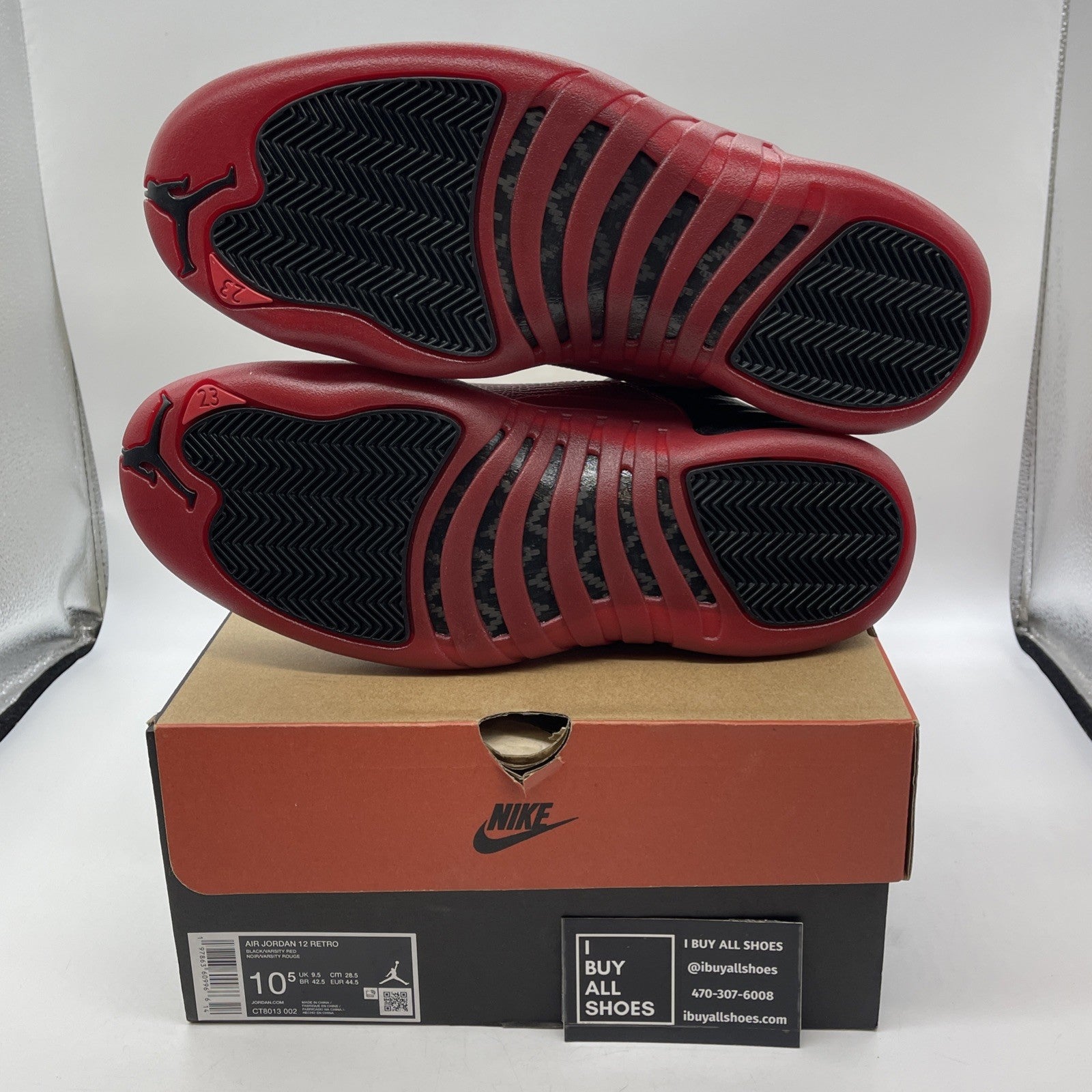 Size 10.5 - Air Jordan 12 Retro 2025 Flu Game Black Red Leather (CT8013-002)