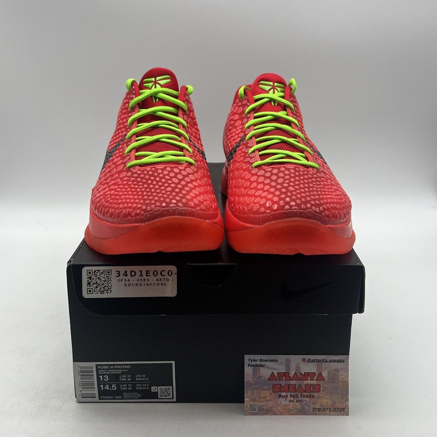 Size 13 - Nike Kobe 6 Protro Low Reverse Grinch (FV4921-600)