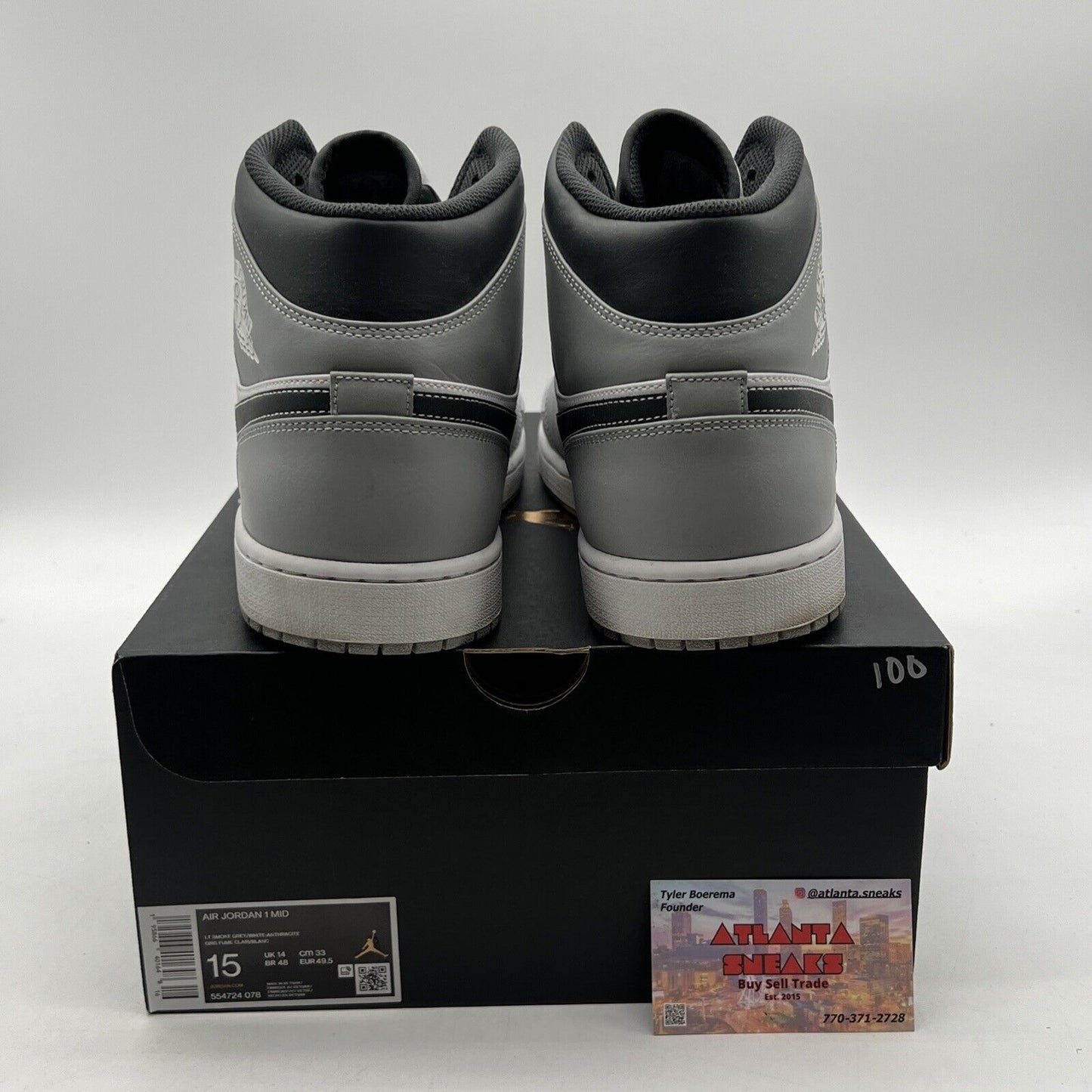 Size 15 - Jordan 1 Mid Light Smoke Grey (554724-078)