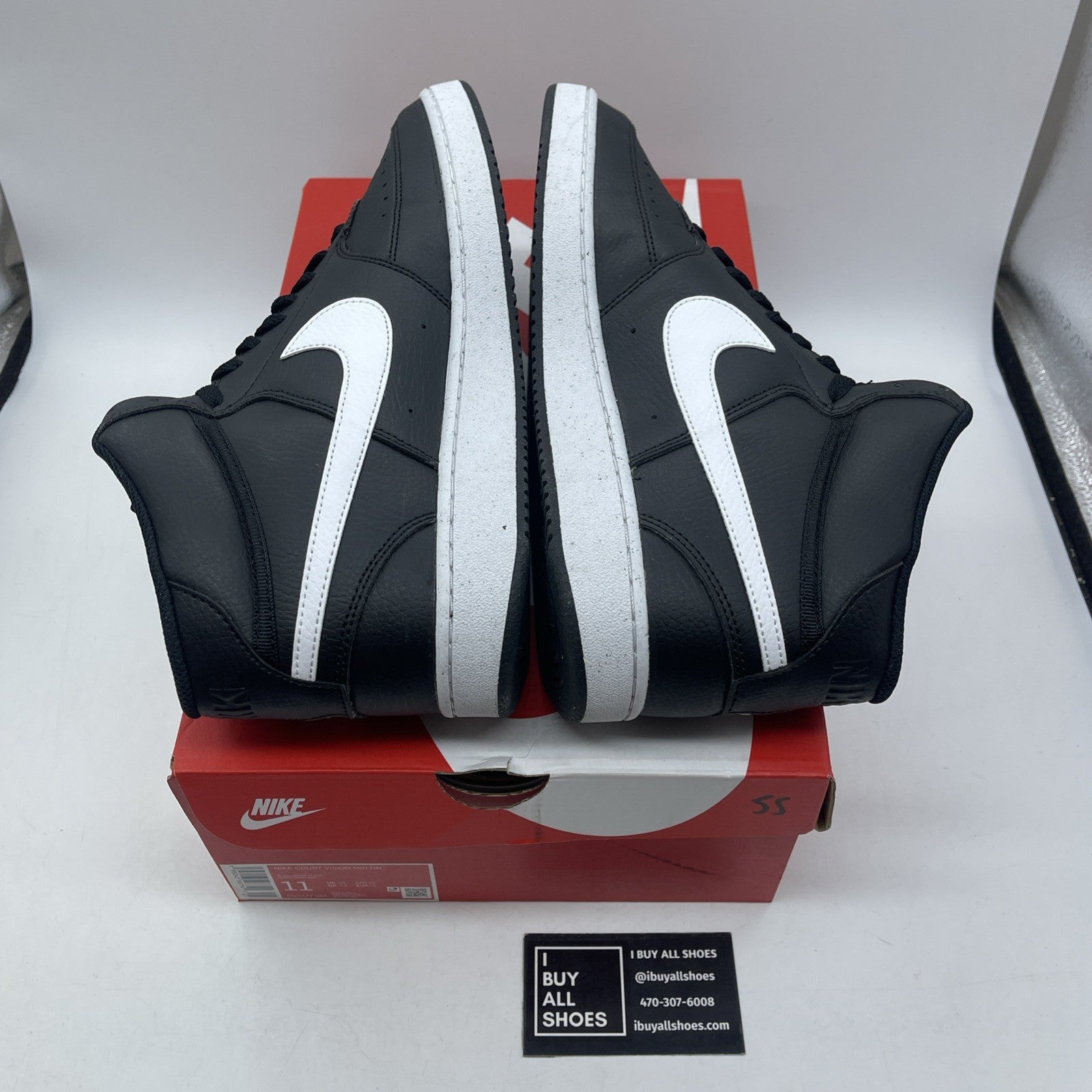 Size 11 - Nike Court Vision Next Nature Mid Black White Leather (DN3577-001)