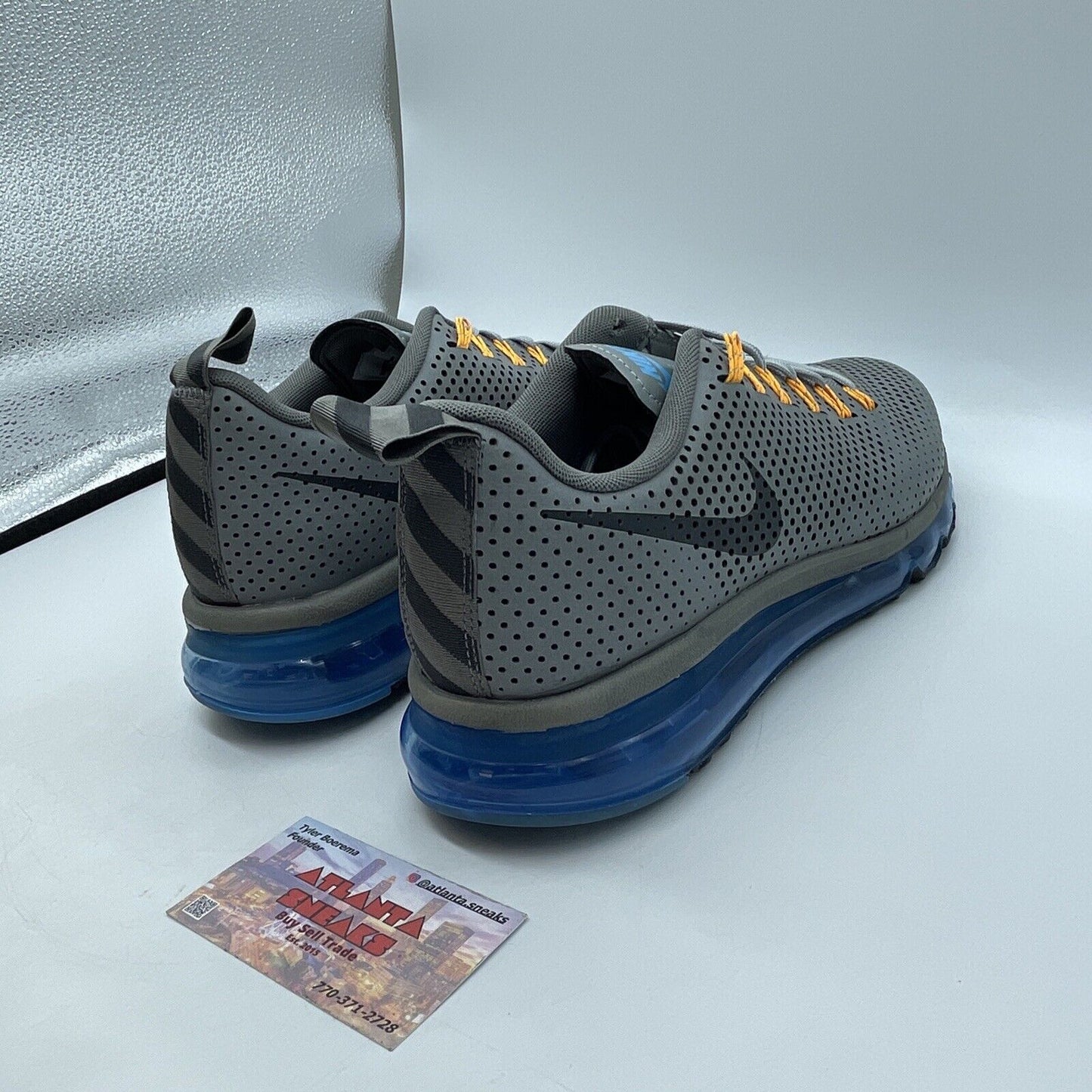 Size 11 - Nike Air Max 90 Motion Wolf Grey Blue Yellow Black (631767-004)