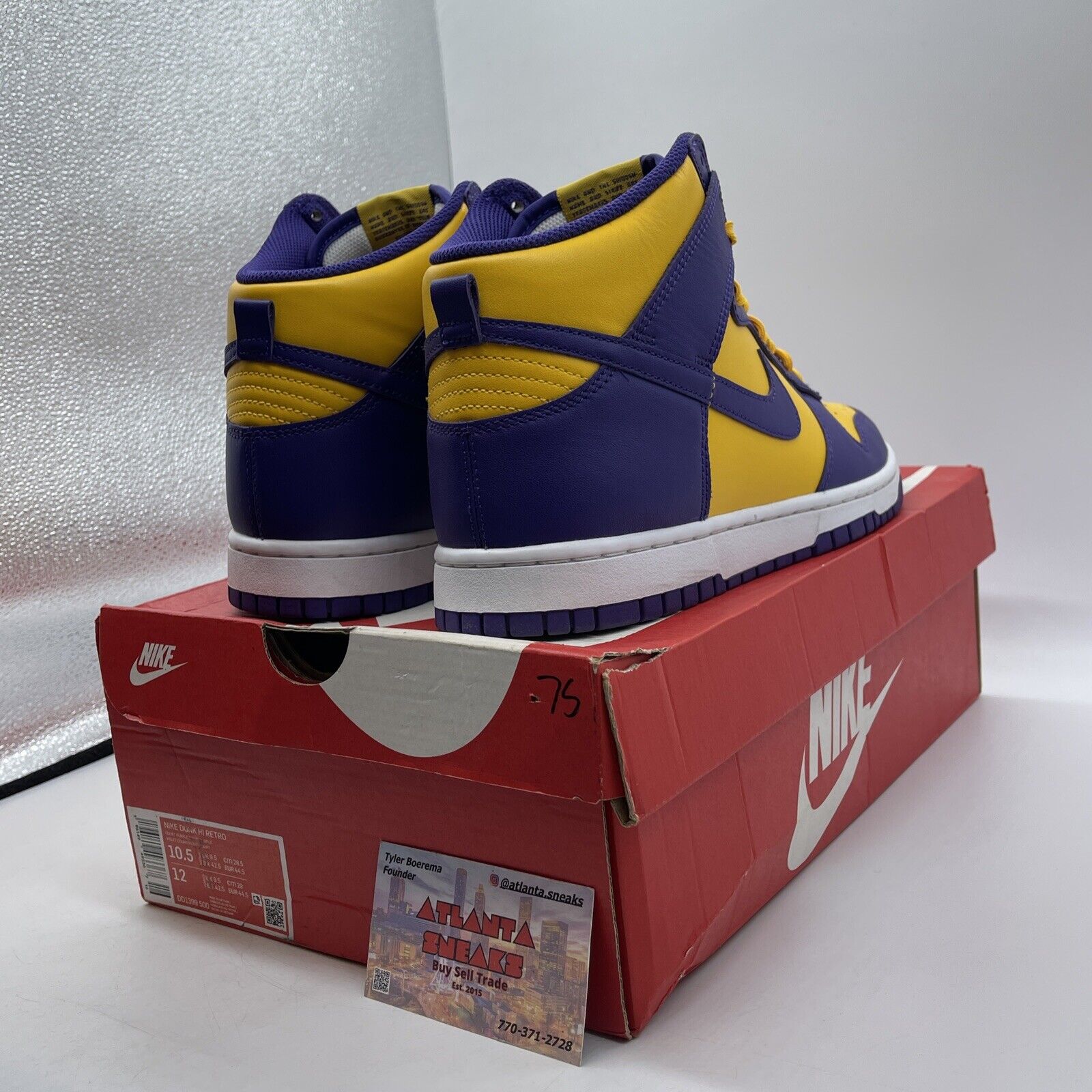 Size 10.5 - Nike Dunk High Lakers Yellow Purple Leather (DD1399-500)