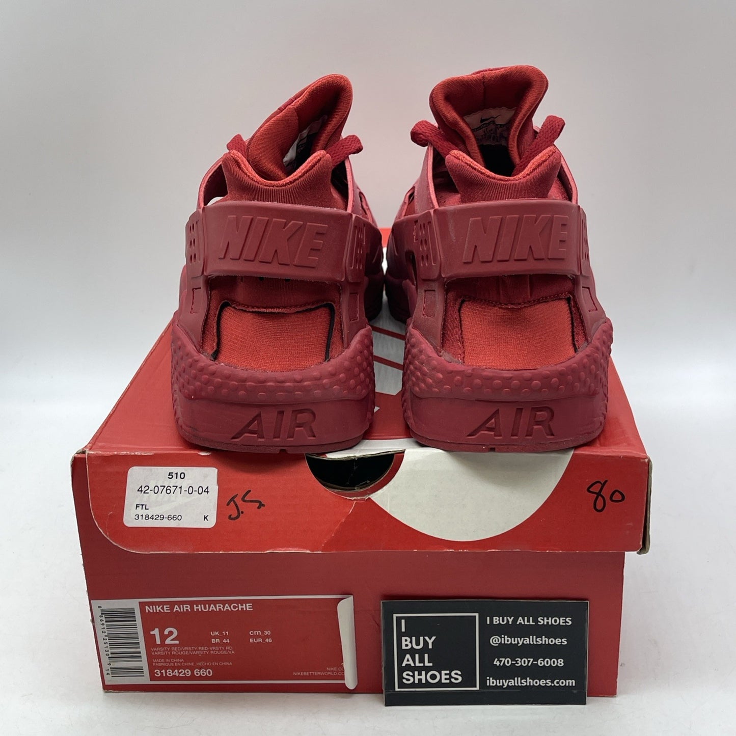 Size 12 - Nike Air Huarache Triple Red (318429-660)
