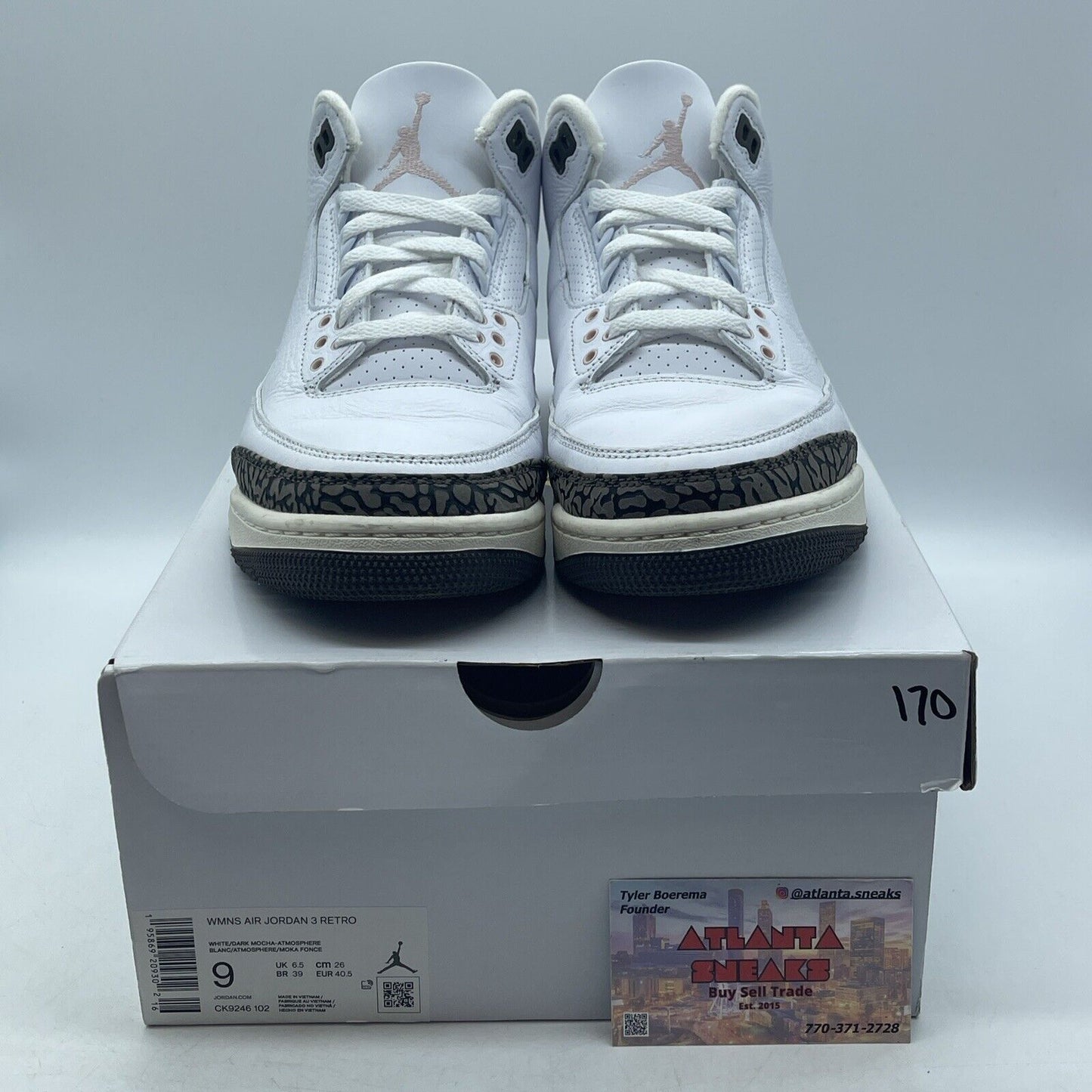 Size 9W Jordan 3 Retro Neapolitan Dark Mocha (Women's) (CK9246-102)