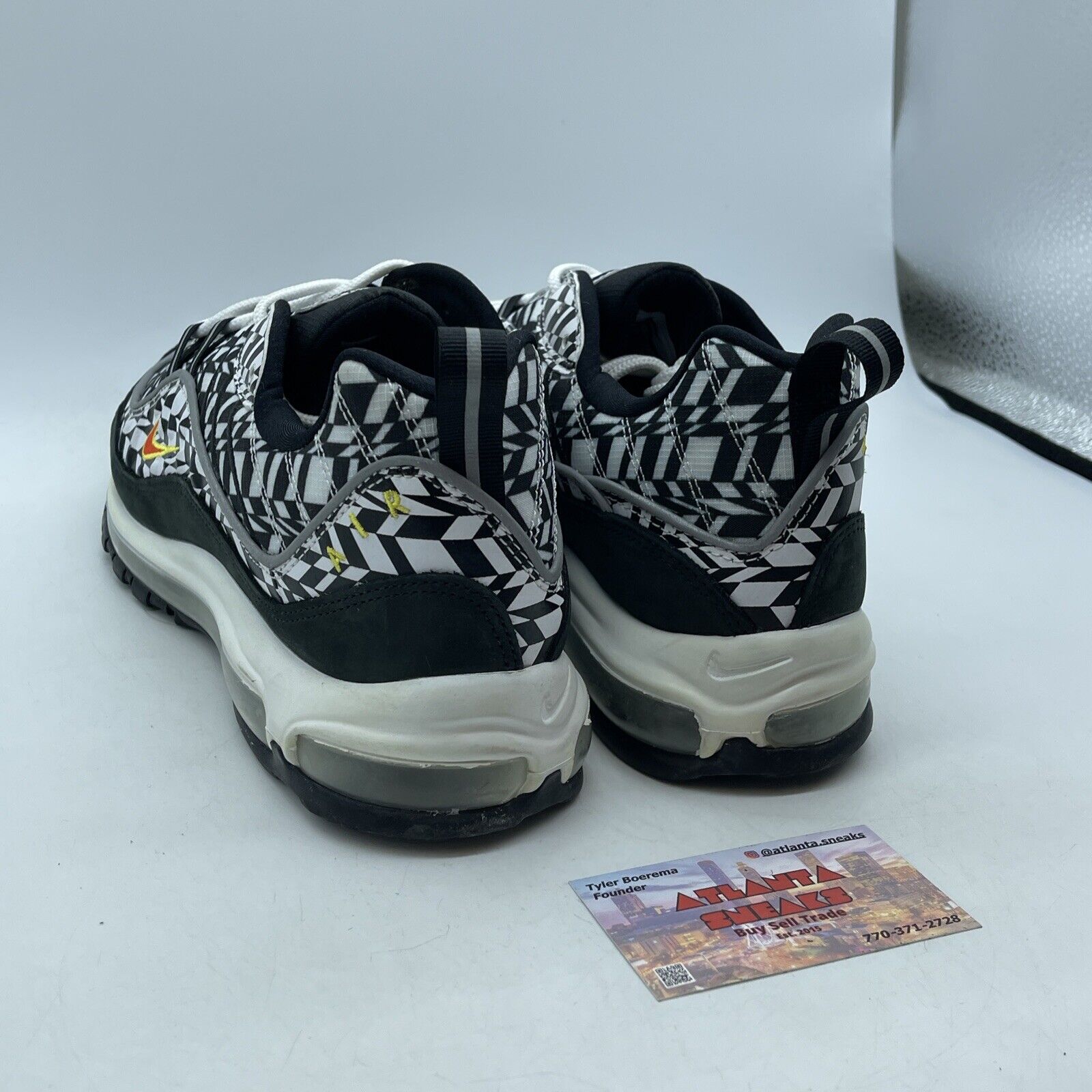 Size 11 - Nike Air Max 98 All Over Print Black White Suede Leather (AQ4130-100)