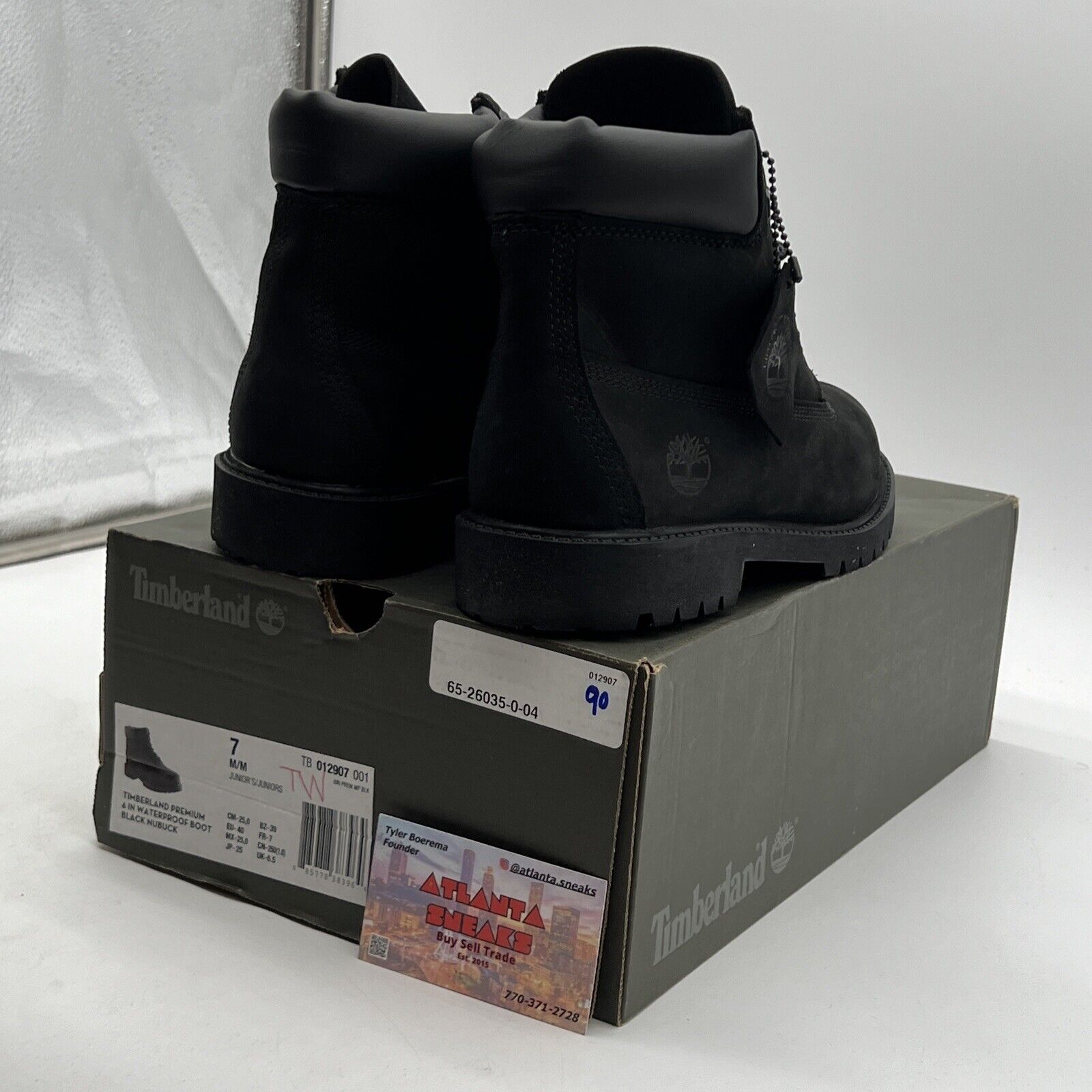 Size 7 - Timberland Premium TB012907001 Boots Big Kids Black Leather 6-Inch