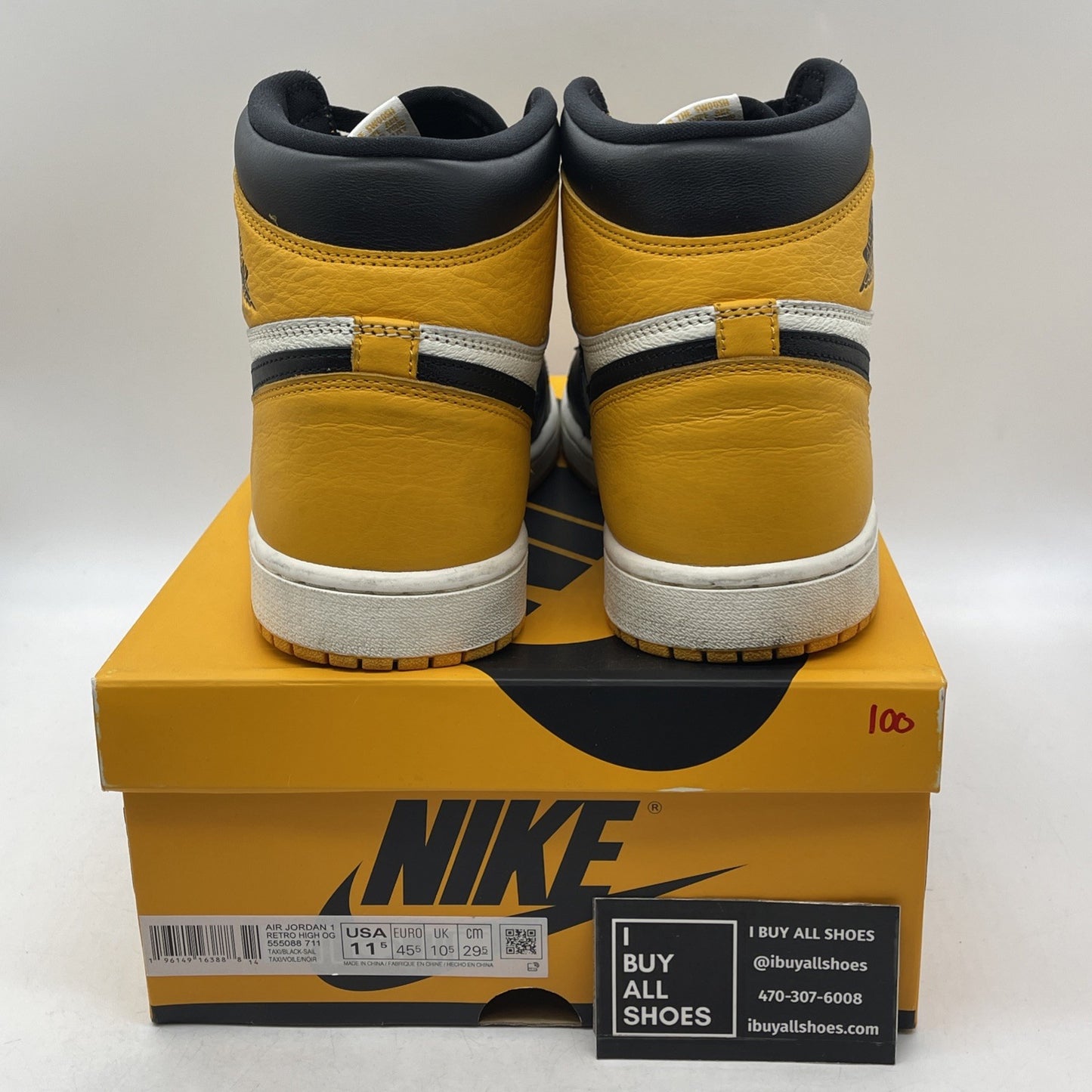 Size 11.5 - Air Jordan 1 Retro OG High Yellow Toe (555088-711)